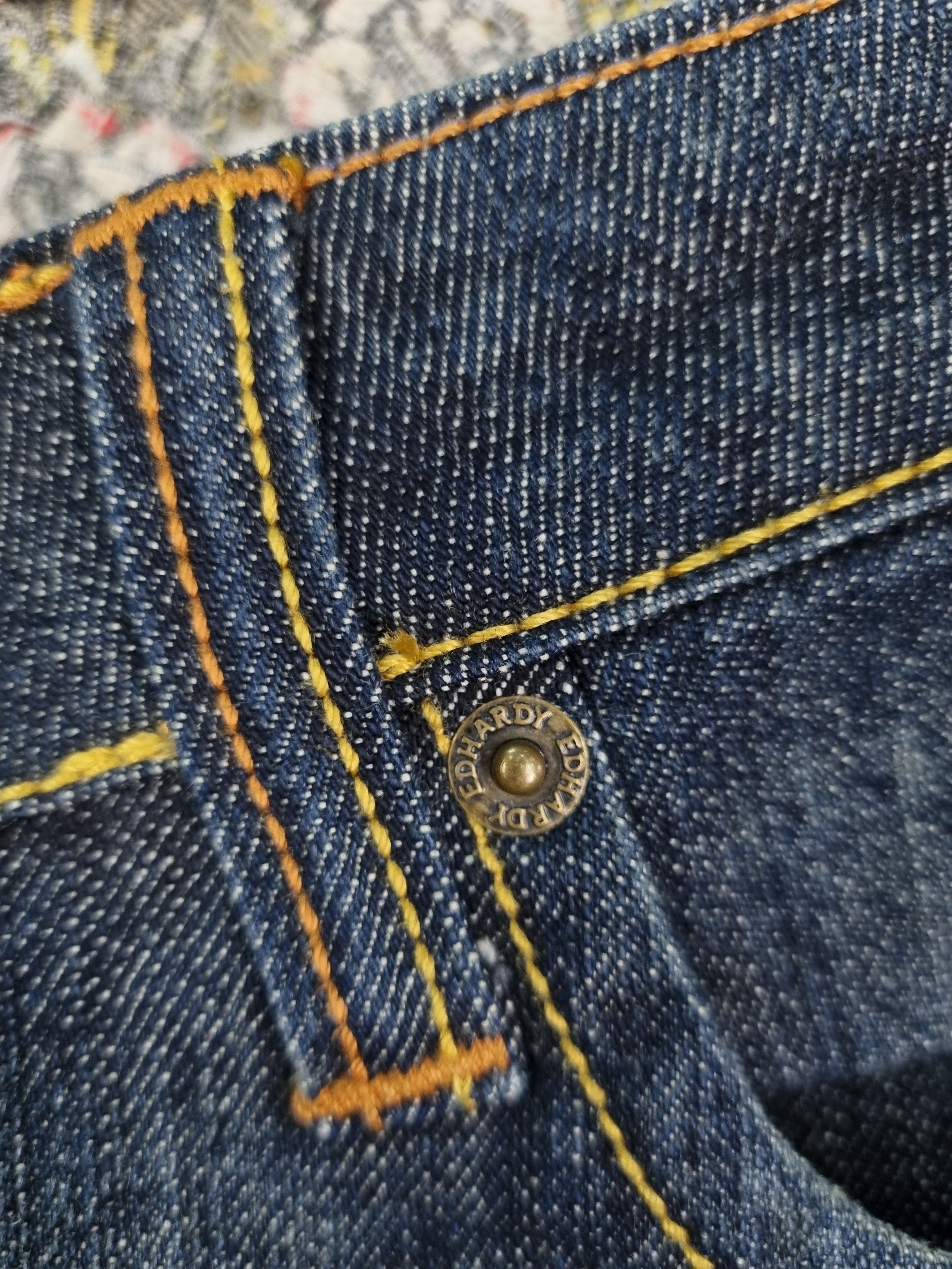 Christian Audigier × Ed Hardy Ed Hardy Knitted Skull Skinny Jeans Raw Denim Size US 31 - 12 Thumbnail