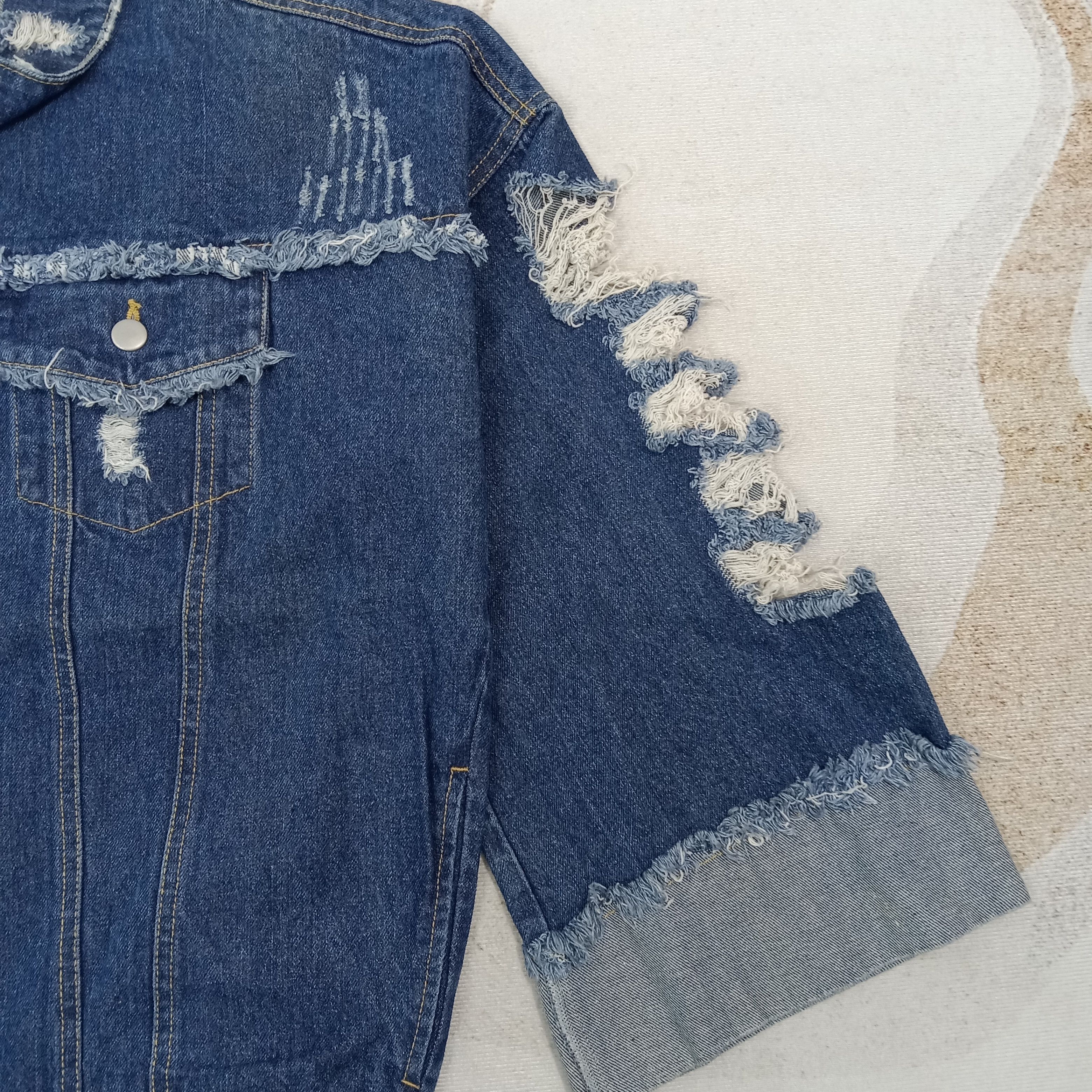 For All To Envy ENVYM Designer Ripped Denim Jacket C266N20 Size US L / EU 52-54 / 3 - 2 Thumbnail