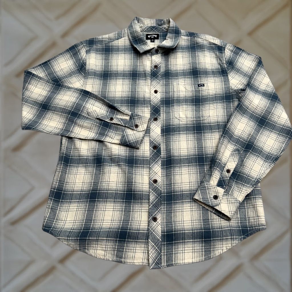 Billabong Billabong Shirt Mens Small Blue Cream Plaid Flannel Cotton Casual Button Down Size US S / EU 44-46 / 1 - 1 Thumbnail