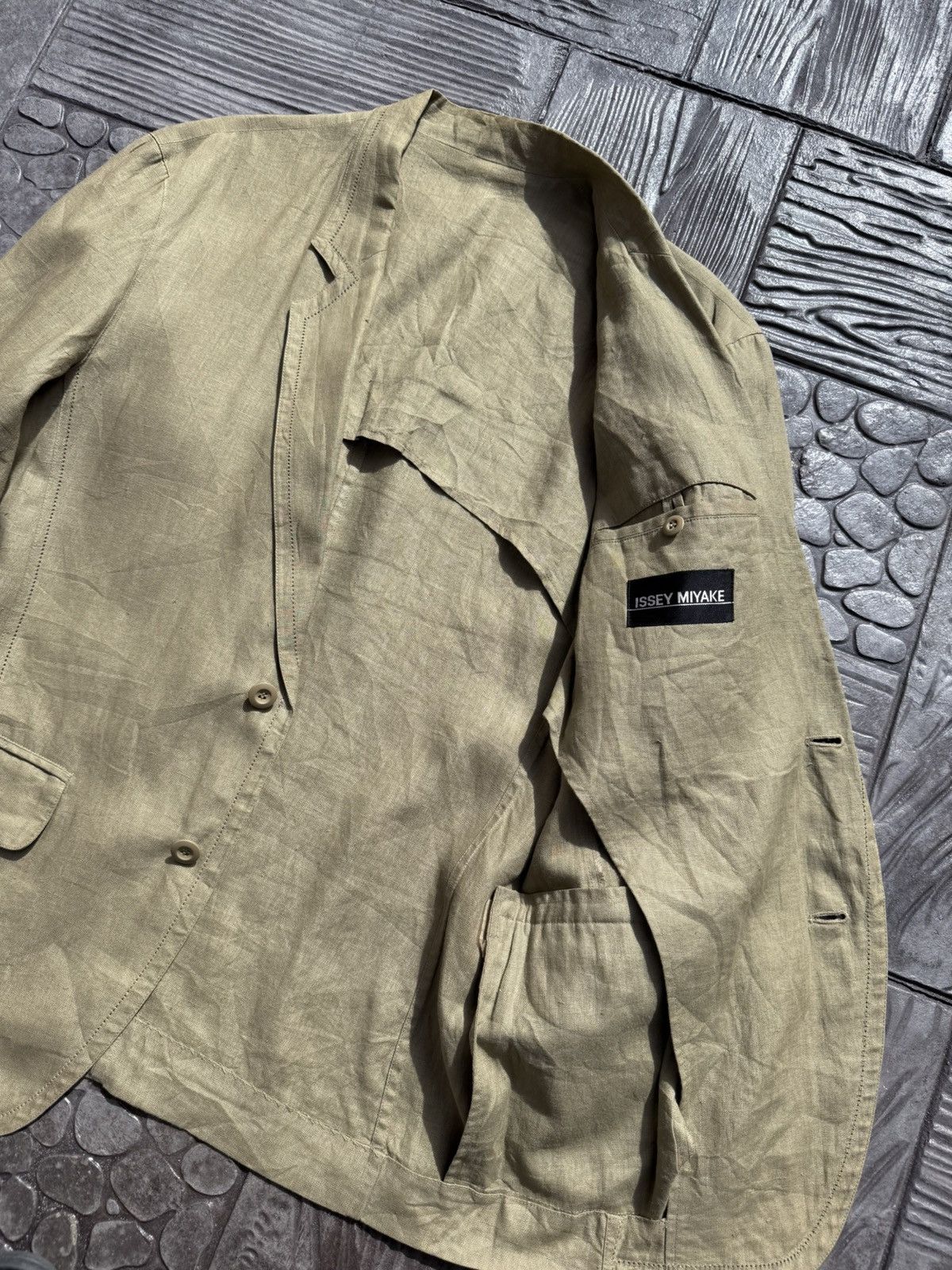 Issey Miyake Issey Miyake Tailored Linen Laurel Green Blazer Jacket Size 38R - 7 Thumbnail