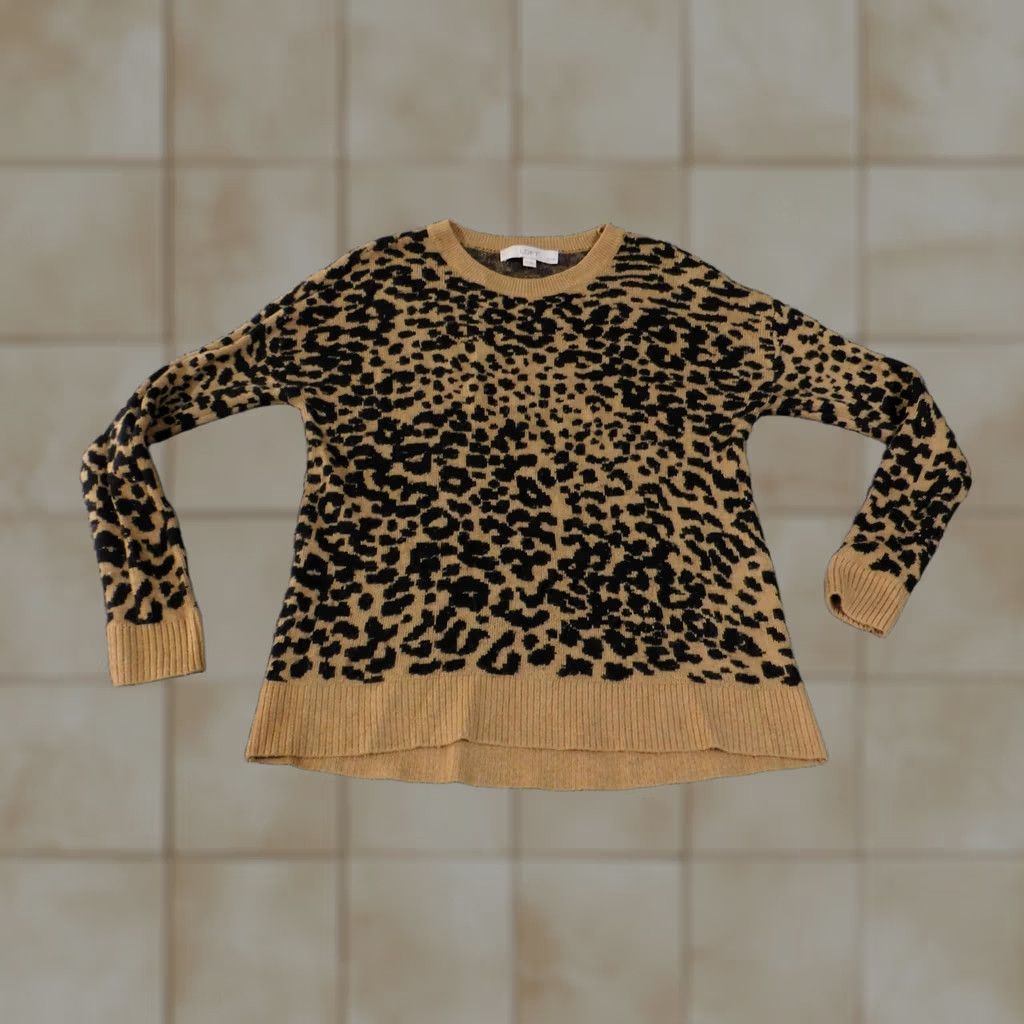 Loft VINTAGE LOFT Sweater Womens Petite Small Leopard Print Wool Blend Pullover Crewneck Size S / US 4 / IT 40 - 1 Thumbnail