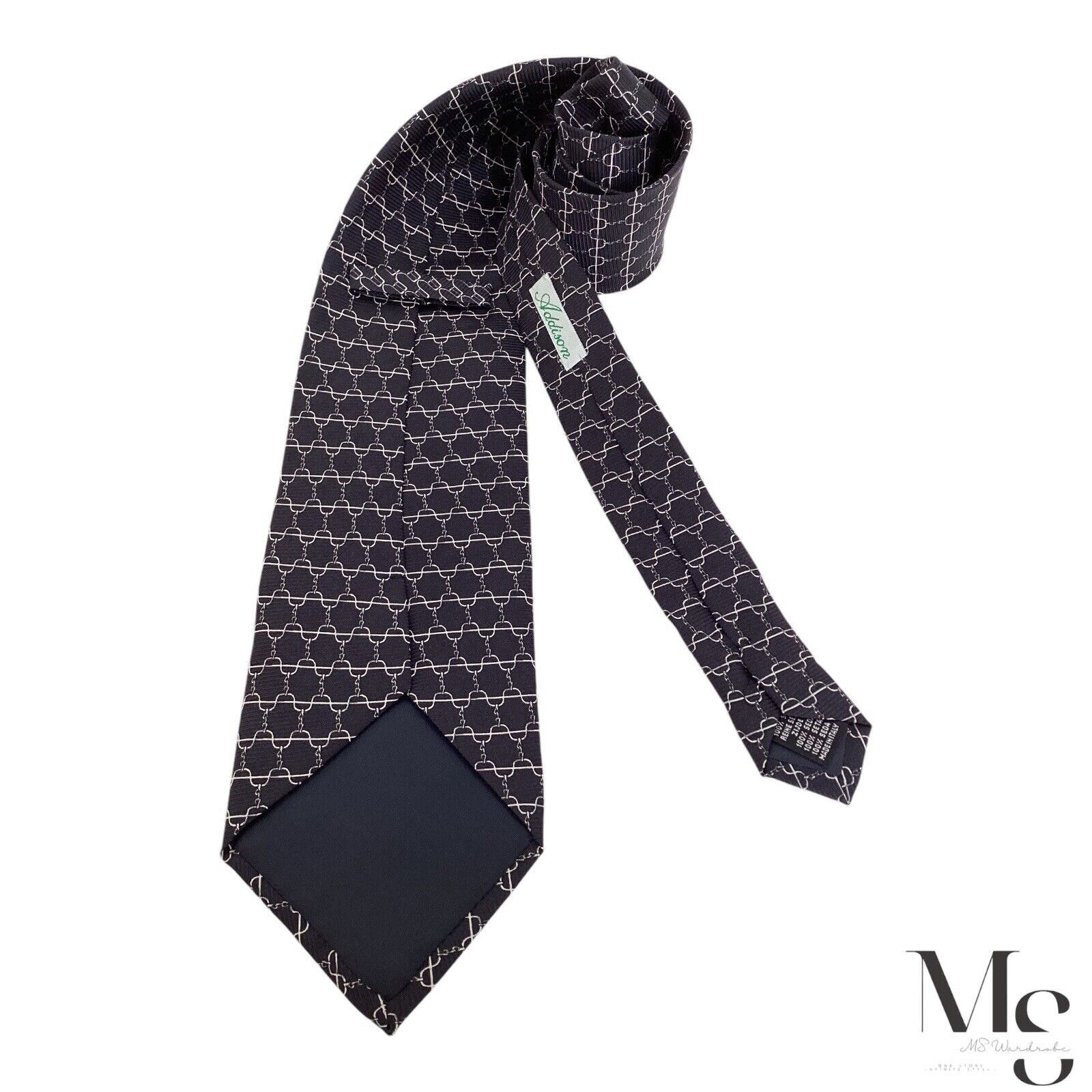 Other ADISON Blue Chain Link Print Silk Tie Made In Italy W: 3.75" Size ONE SIZE - 2 Thumbnail