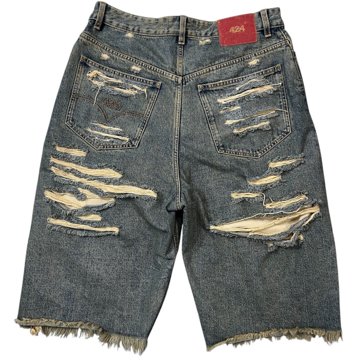 424 424 “Big Daddy” Destroyed Denim Shorts Size US 44 / EU 60 - 10 Thumbnail