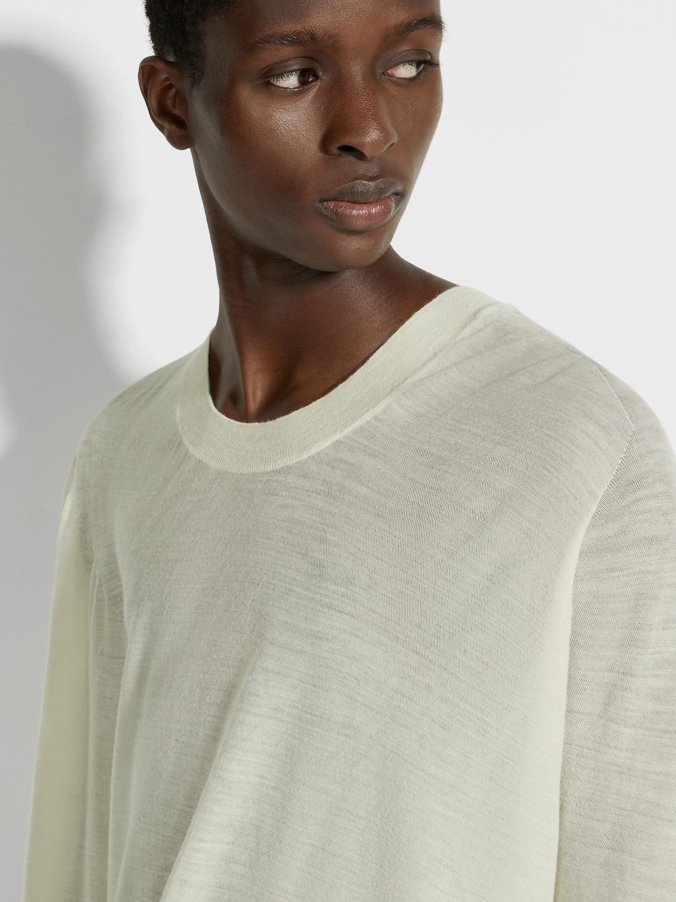 Ermenegildo Zegna o1s1rm0225 RUDSM Sweater in Off White Size US L / EU 52-54 / 3 - 2 Thumbnail