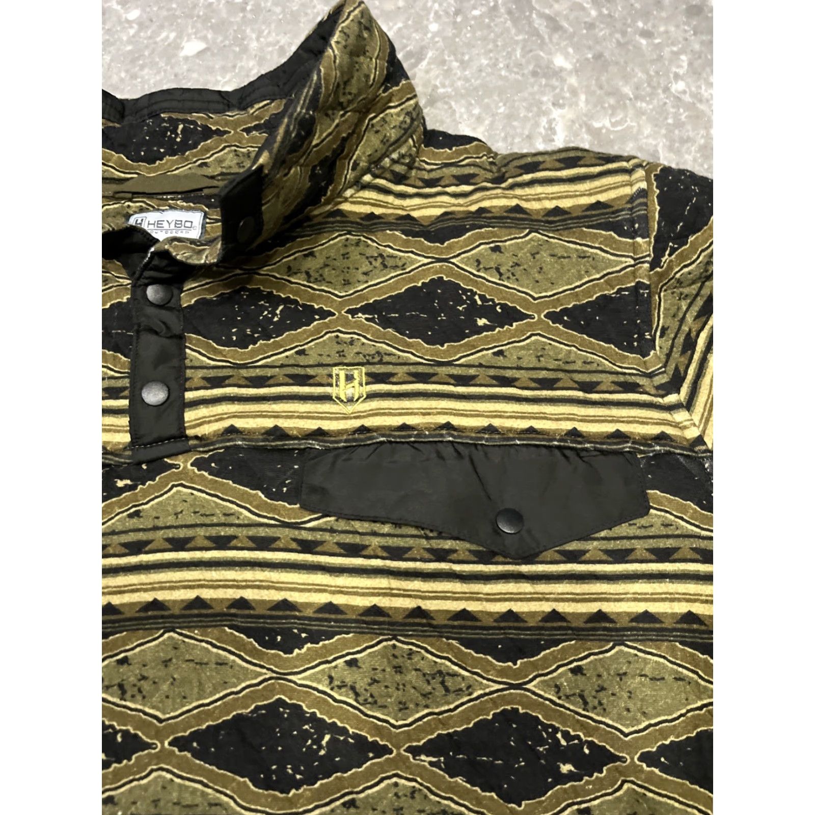 Vintage HeyBo Mens XL Brown Green Quilted Pullover Outdoor Jacket 1/4 Snap Lightweight Size US XL / EU 56 / 4 - 2 Thumbnail