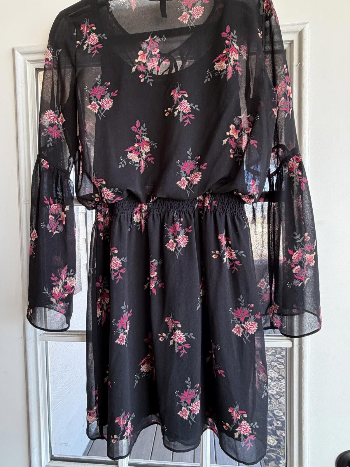 Other WHBM Boho Blouson Floral Print Flared Long Sleeve Dress Sz S Size S / US 4 / IT 40 - 9 Thumbnail