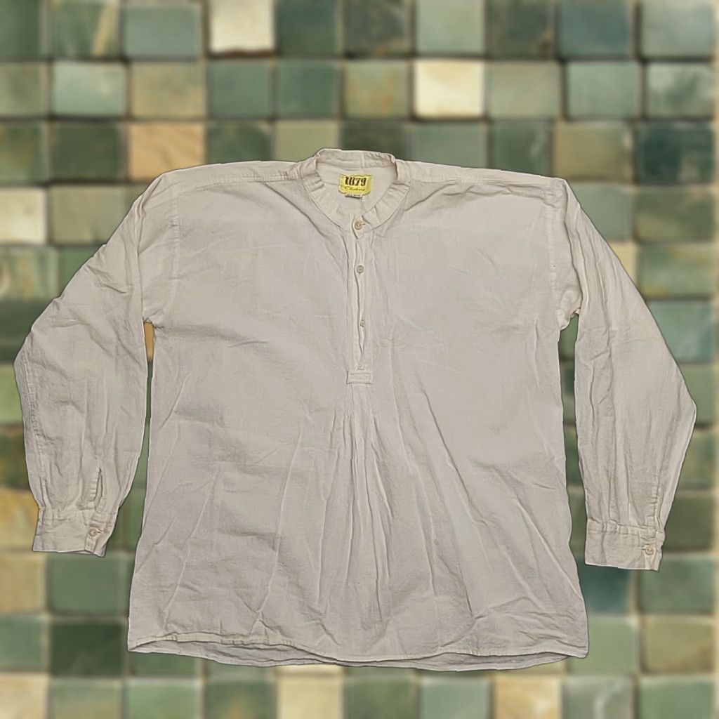 Pioneer Shirt Mens 2XL White Button Henley Frontier Rendezvous Reenactment Western Frontier 1879 Mens White Button Henley Shirt 2XL