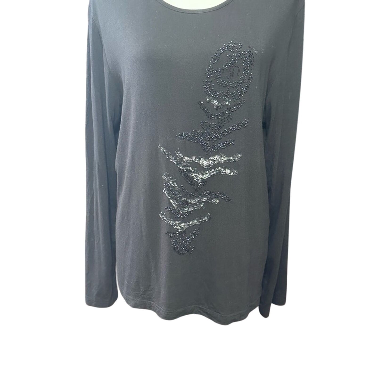 Other Zoe Casual Top Long Sleeve Sequin Detailing Black Women's XL Size XL / US 12-14 / IT 48-50 - 3 Thumbnail
