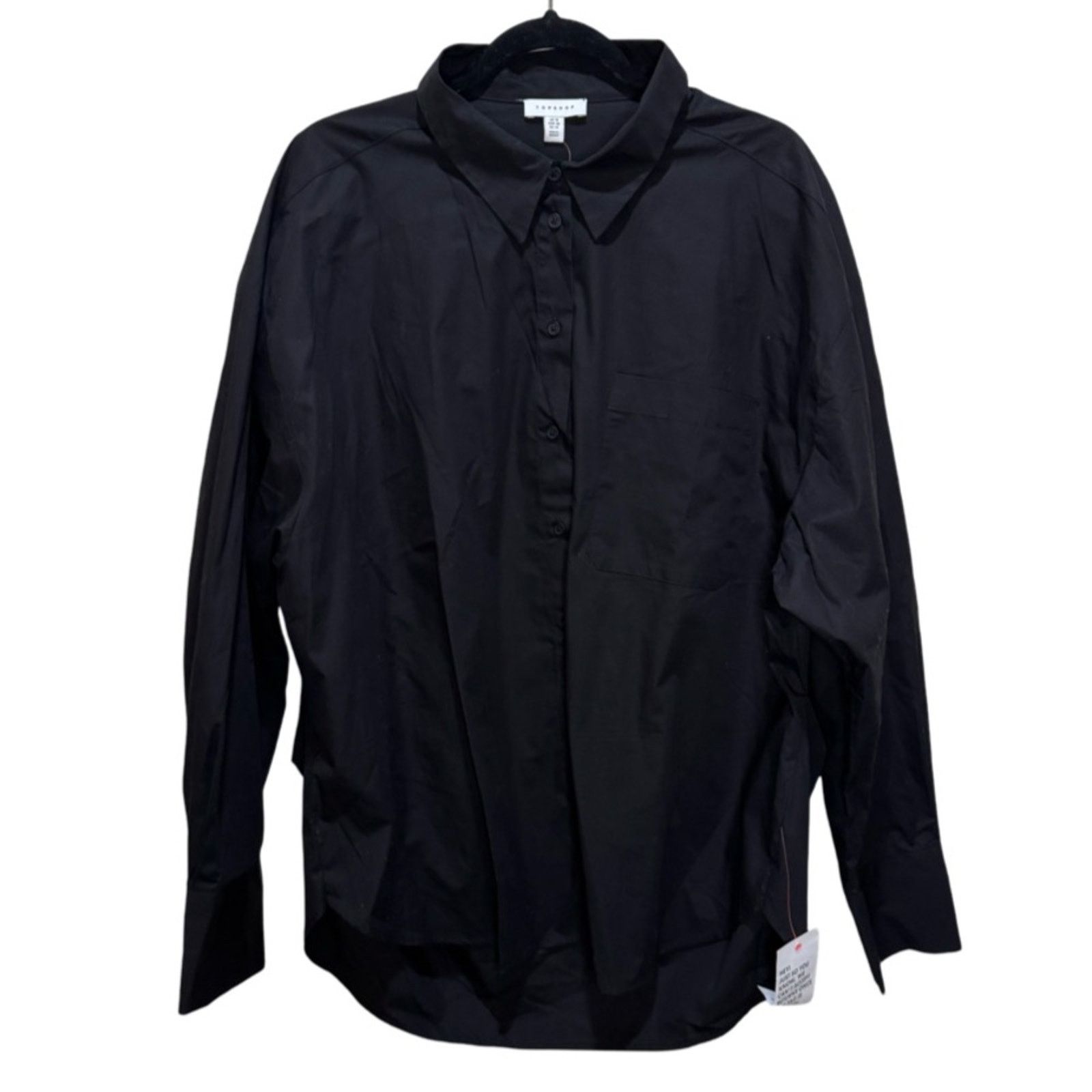 Theory Topshop Oversized Cotton Button Down Poplin Shirt - Black 14 Size XL / US 12-14 / IT 48-50 - 1 Thumbnail