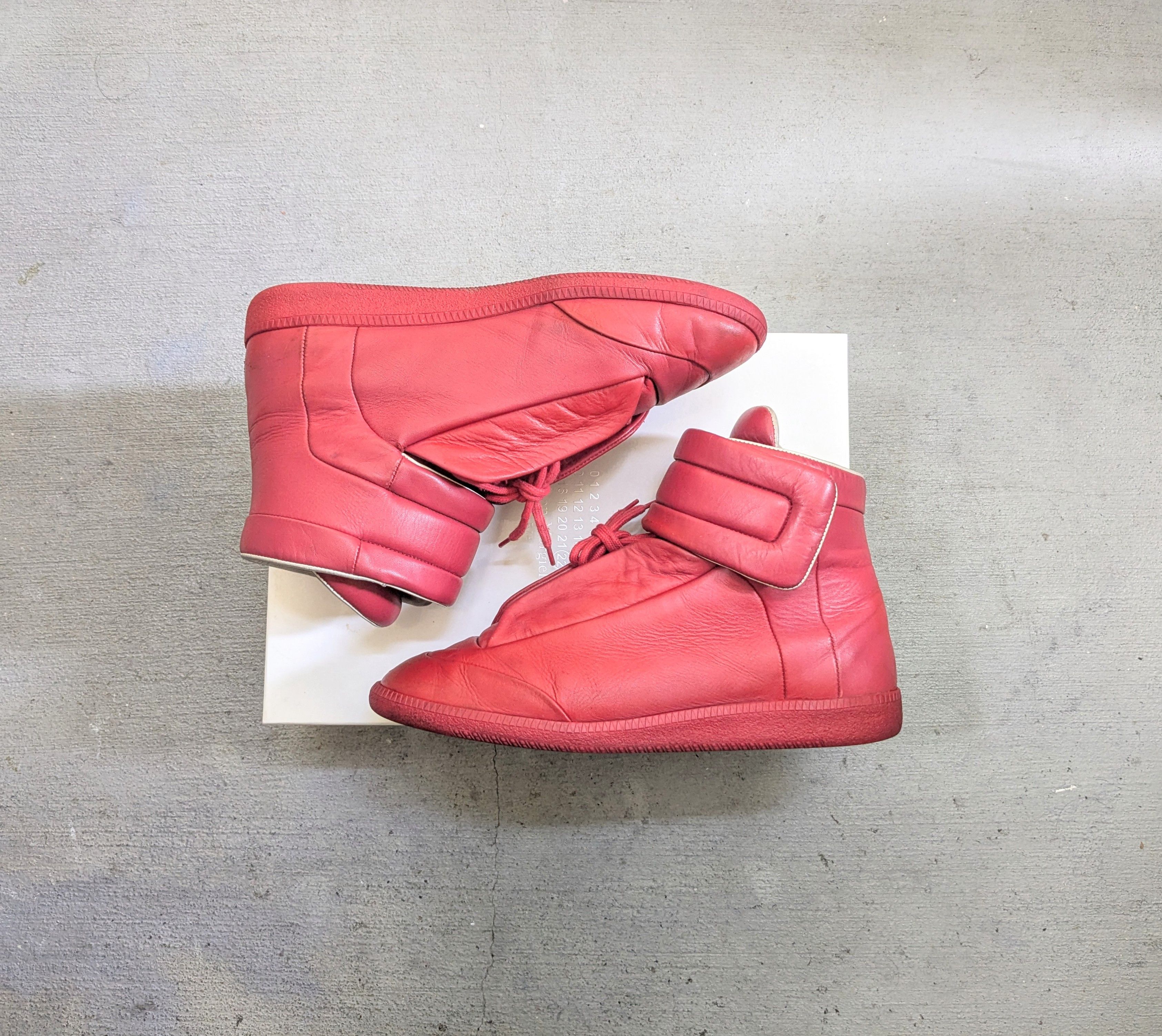 Maison Margiela Future High Tops Red 9.5 42.5 High Leather Shoes, Men's