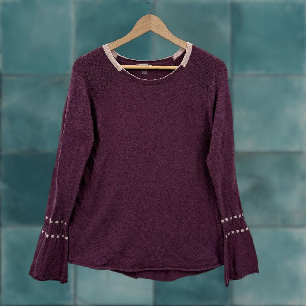 Smartwool SmartWool Sweater Womens Medium Purple Wool Crew Neck Bell Sleeve Lightweight Pullover Casual Fall Womens Size M / US 6-8 / IT 42-44 - 1 Thumbnail
