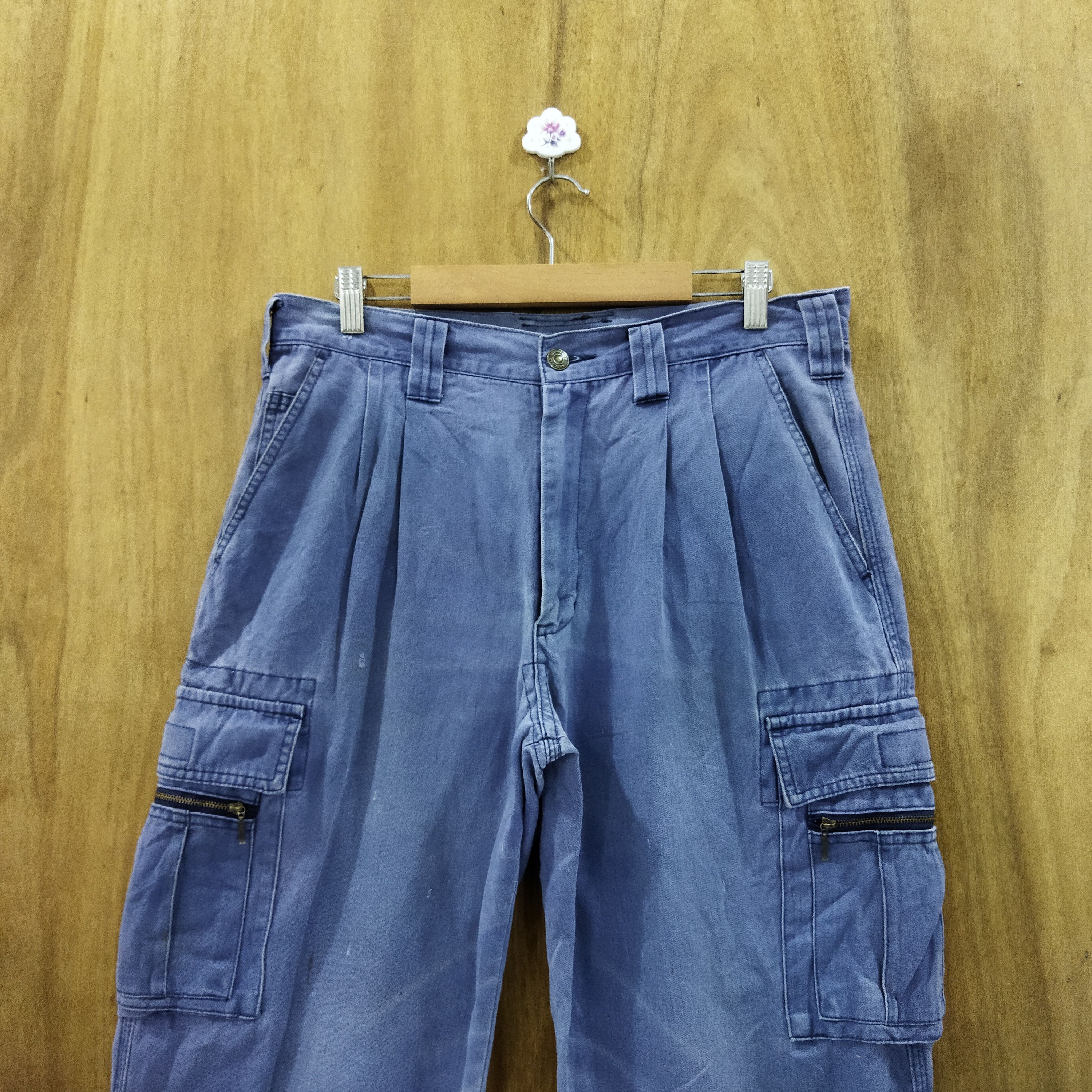 Japanese Brand GRAN SISCO FADED BLUE WORK WARE CARGO PANTS Size US 32 / EU 48 - 2 Thumbnail
