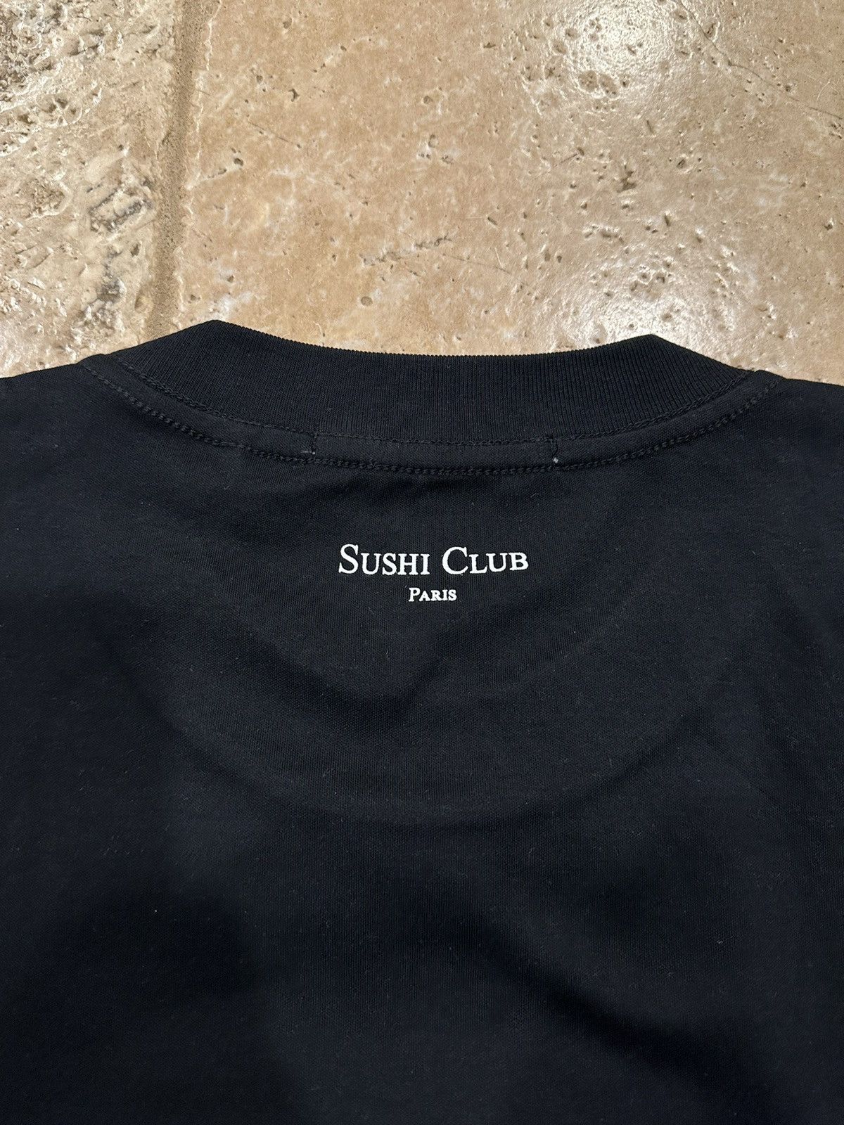 Japanese Brand Paris Sushi Club Matsuhisa Nobu Stampd Black T-Shirt Size US L / EU 52-54 / 3 - 7 Thumbnail
