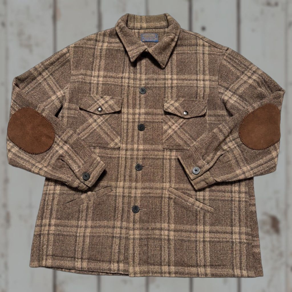 Pendleton VINTAGE Pendleton Wool Leather Elbow Plaid Hunting Work Chore Jacket XL USA Brown Wool Pattern Plaid Hunting Workwear Mens Womens Adults Unisex Size US XL / EU 56 / 4 - 1 Thumbnail