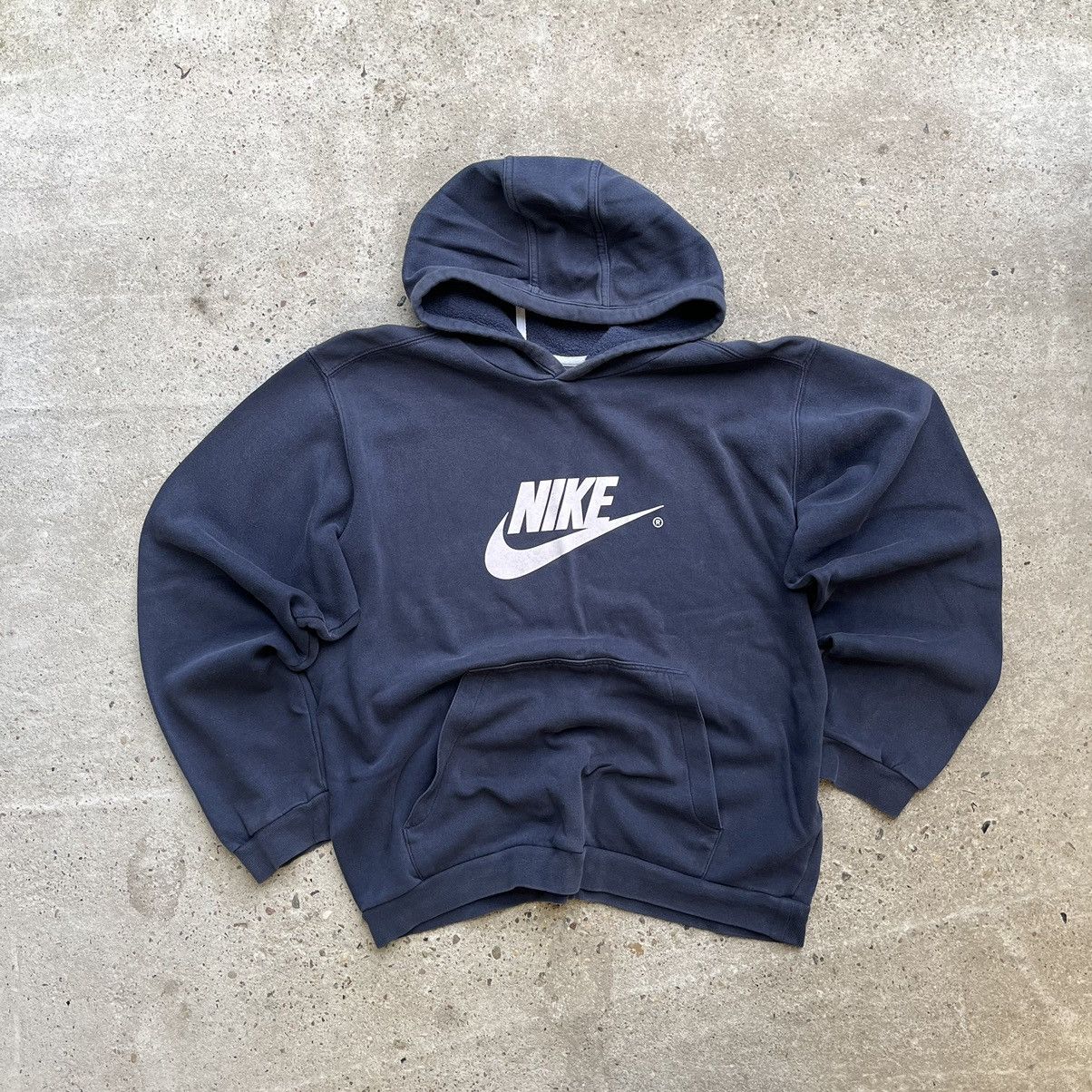 Nike hoodie central swoosh spellout vintage rare navy Tops