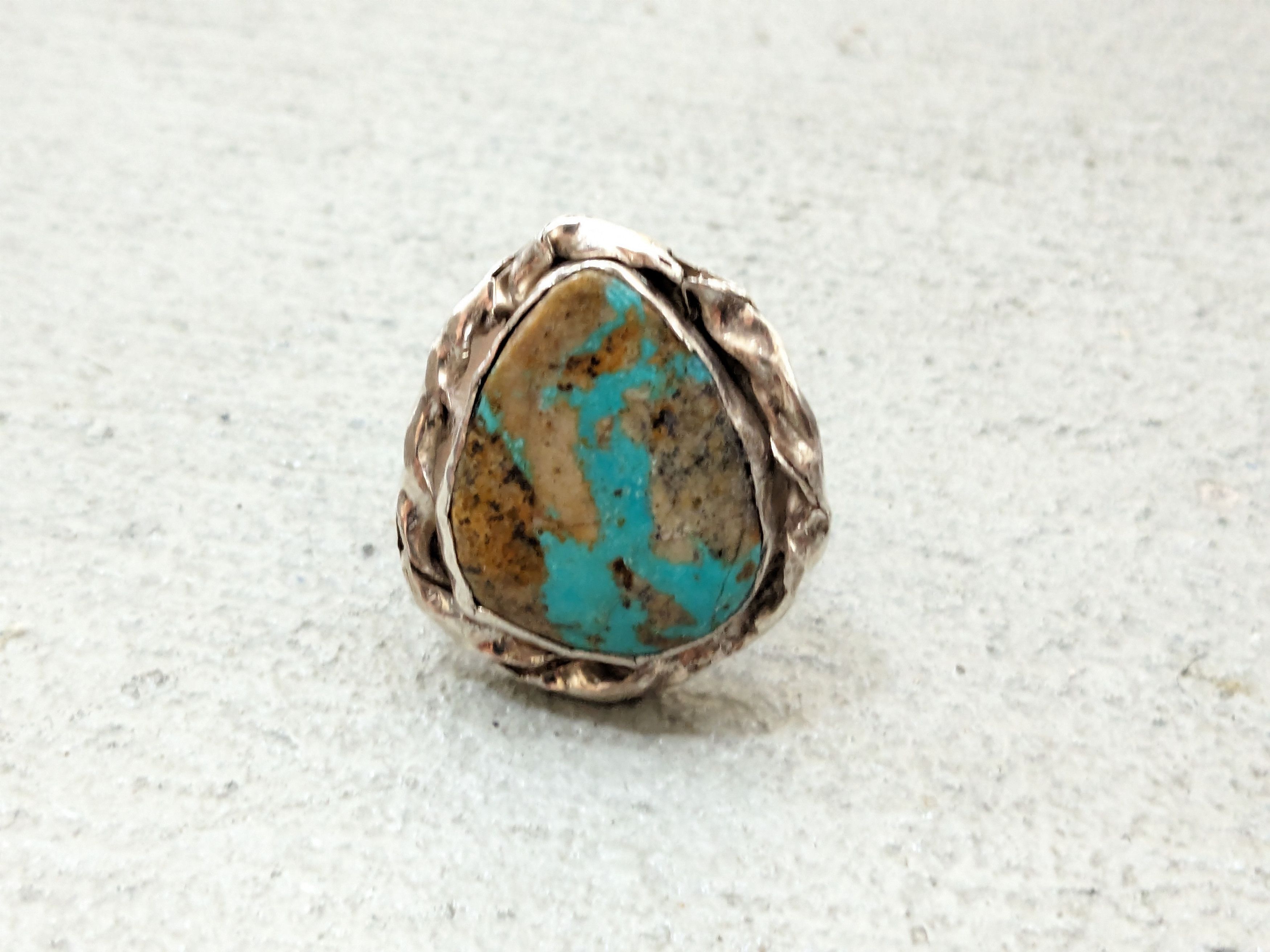 Jewelry Vintage Sterling Silver Ring 10.25 Turquoise Modern Native Size ONE SIZE - 5 Thumbnail