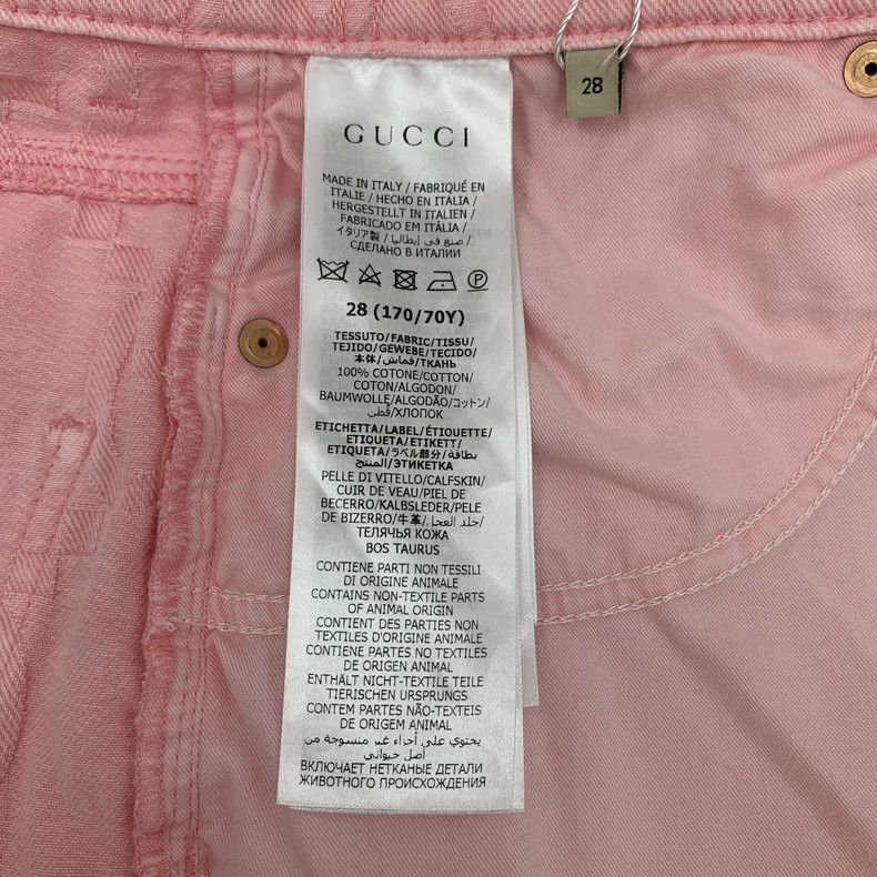 Gucci Gucci Pink logo jacquad full-print cotton casual denim sho Size 28" / US 6 / IT 42 - 7 Thumbnail
