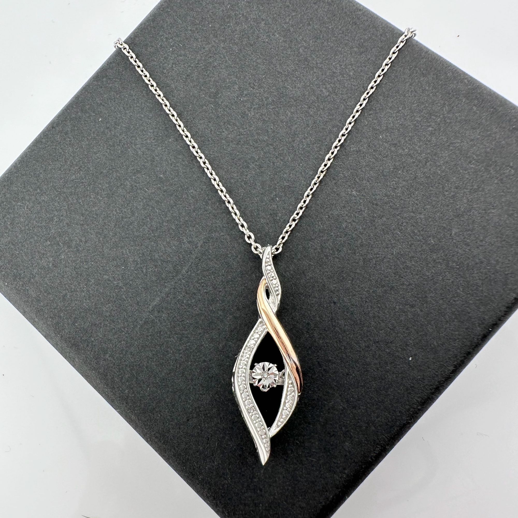 Other Twisted 10kt Rose Gold & Sterling Silver Diamond Necklace Size ONE SIZE - 10 Thumbnail