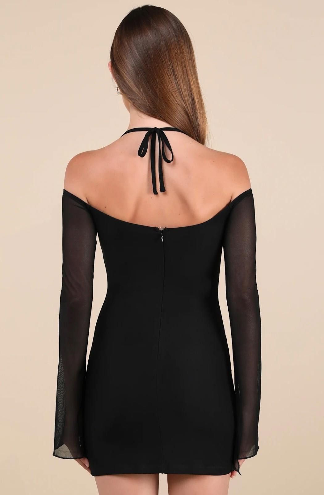 Lulus LULUS Flirty Silhouette Mesh Long Sleeve Minidress (X-SMALL) Size XS / US 0-2 / IT 36-38 - 4 Thumbnail