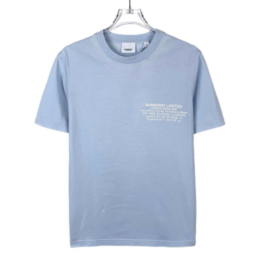 Burberry [Burberry] Lettering Print Round-Neck Blue Cotton Short-Slee Size S / US 4 / IT 40 - 1 Thumbnail