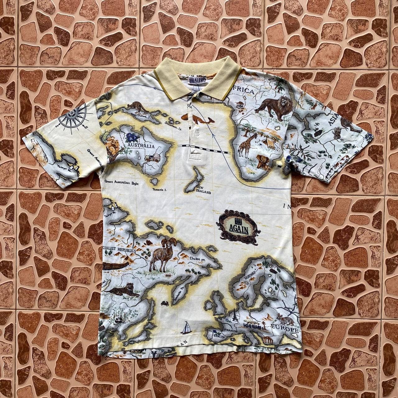 Vintage Vintage 70s Fullprint Polo Tee By Altro Size US S / EU 44-46 / 1 - 1 Thumbnail