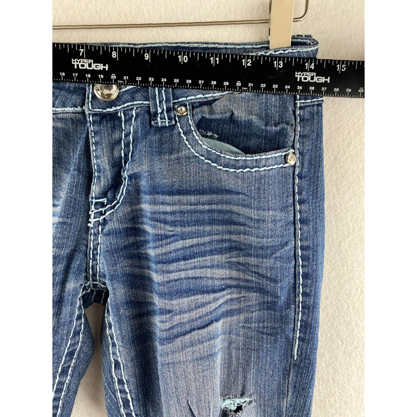 Vintage VIP Jeans Blue Skinny Jeans Women 4 Distressed 5-Pocket Denim Stretch Distress Flap Pocket Modern Vintage No Size 27" / US 4 / IT 40 - 3 Thumbnail