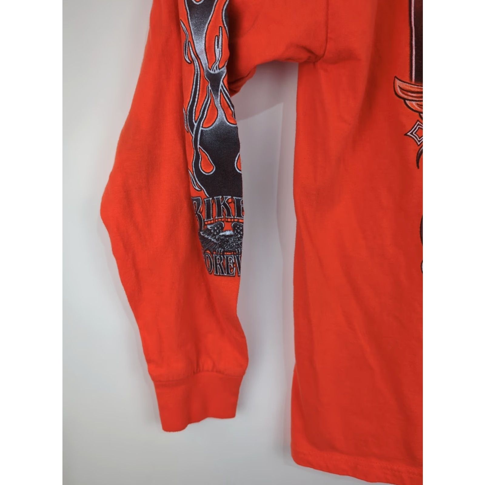 Vintage VINTAGE Thunder Sportswear Biker Forever Long Sleeve Shirt Orange Medium Men Crew Neck FLAMES 90s Hip Hop Biker Size US M / EU 48-50 / 2 - 6 Thumbnail