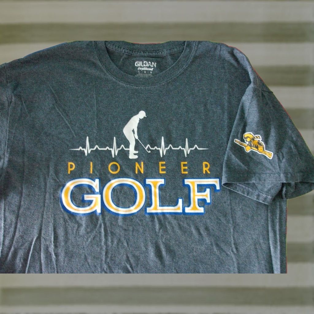 Gildan VINTAGE TRICO High School PIONEERS GOLF logo T Shirt Mens Large gray Nike? Size US L / EU 52-54 / 3 - 1 Thumbnail