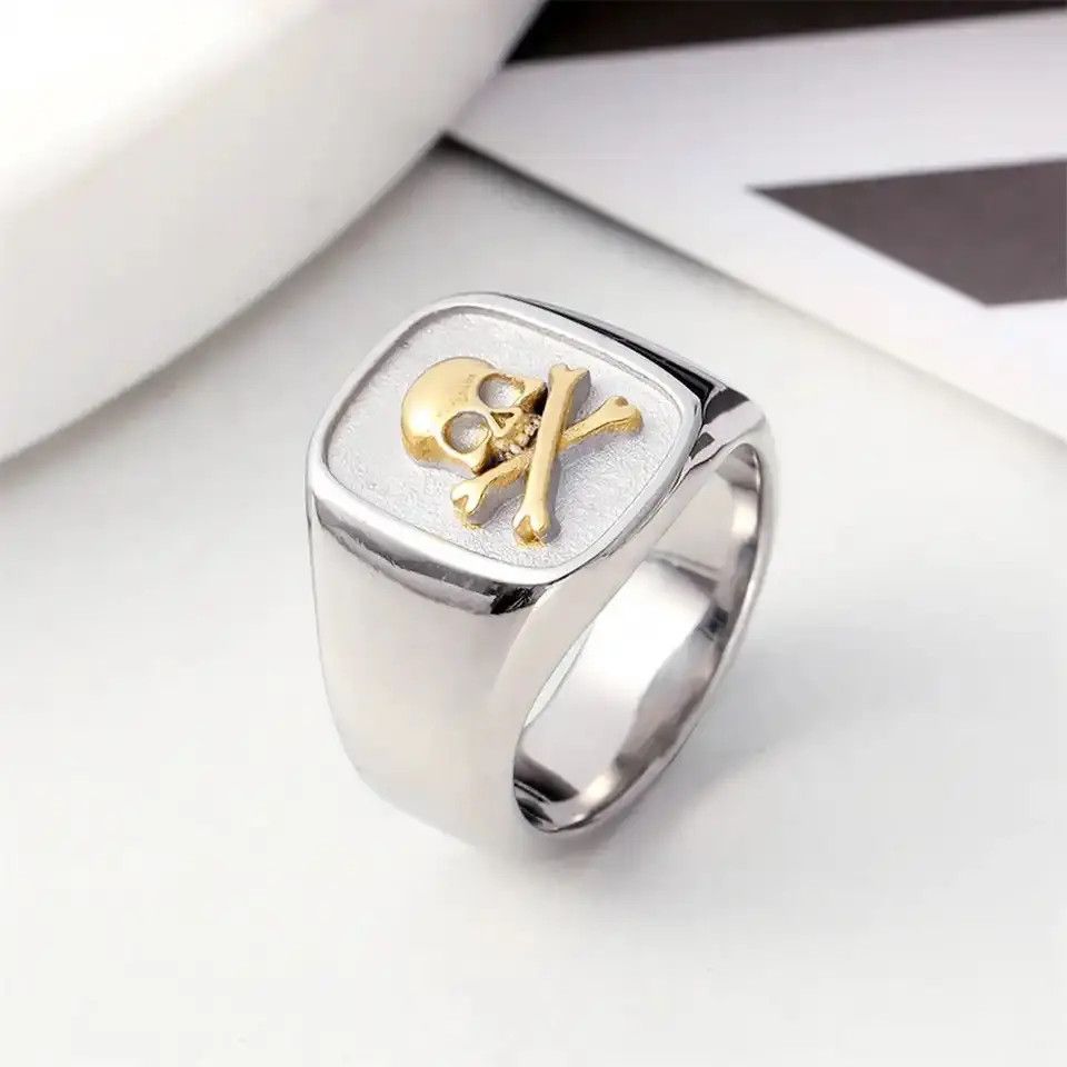 Other Simple Skull Ring Small Stainless Steel Biker Ring Jewelry Size ONE SIZE - 1 Thumbnail