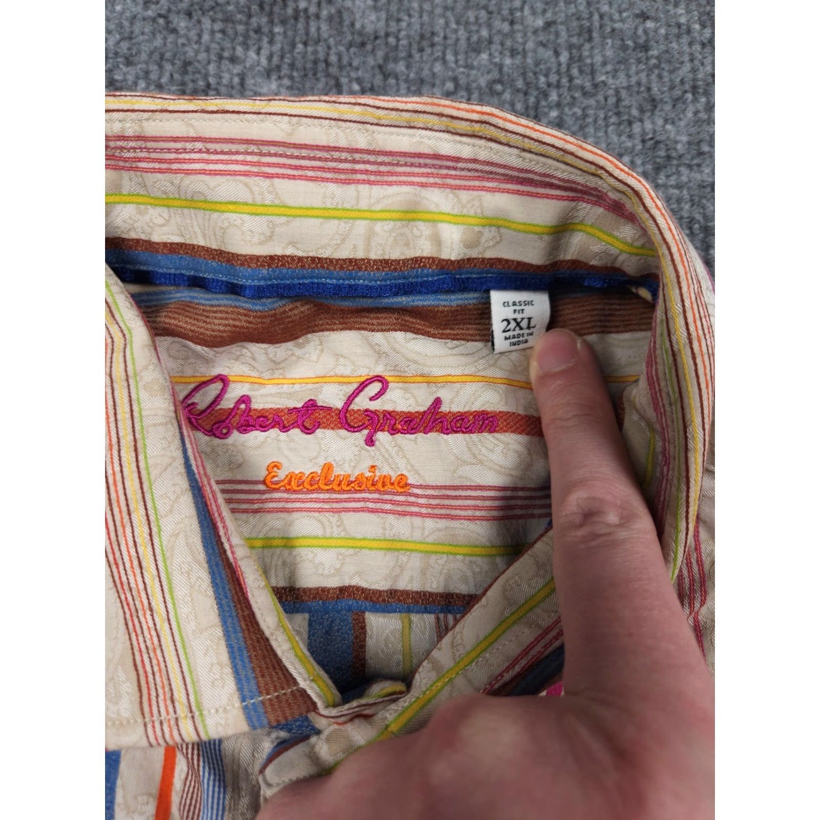 Robert Graham Robert Graham Shirt Men 2XL Classic Button-Up Striped Multi Paisley Print EXCLUSIVE Size US XXL / EU 58 / 5 - 5 Thumbnail
