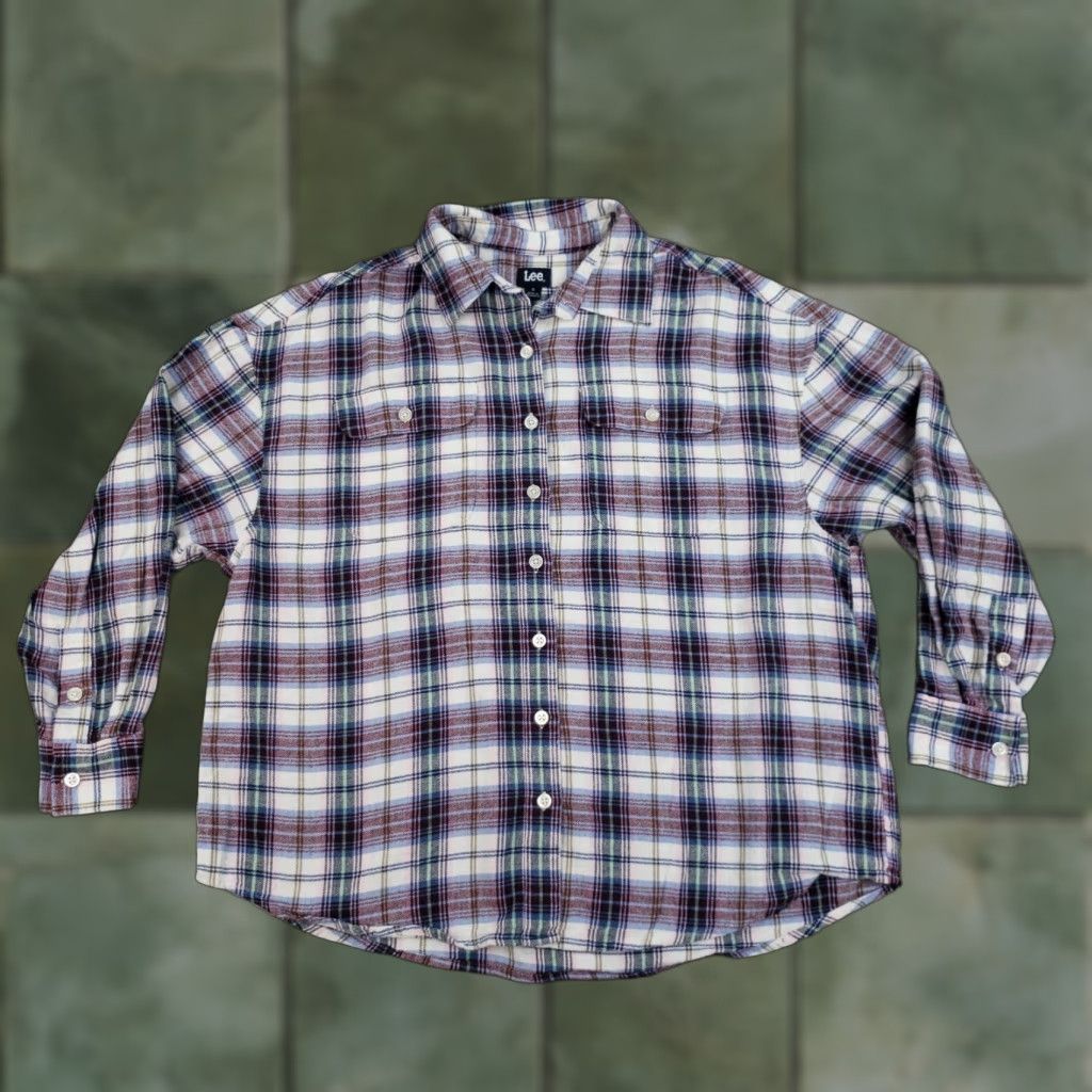 Lee Womens Flannel Shirt Small Lee Blue Pink White Plaid Long Sleeve Casual Size S / US 4 / IT 40 - 1 Thumbnail