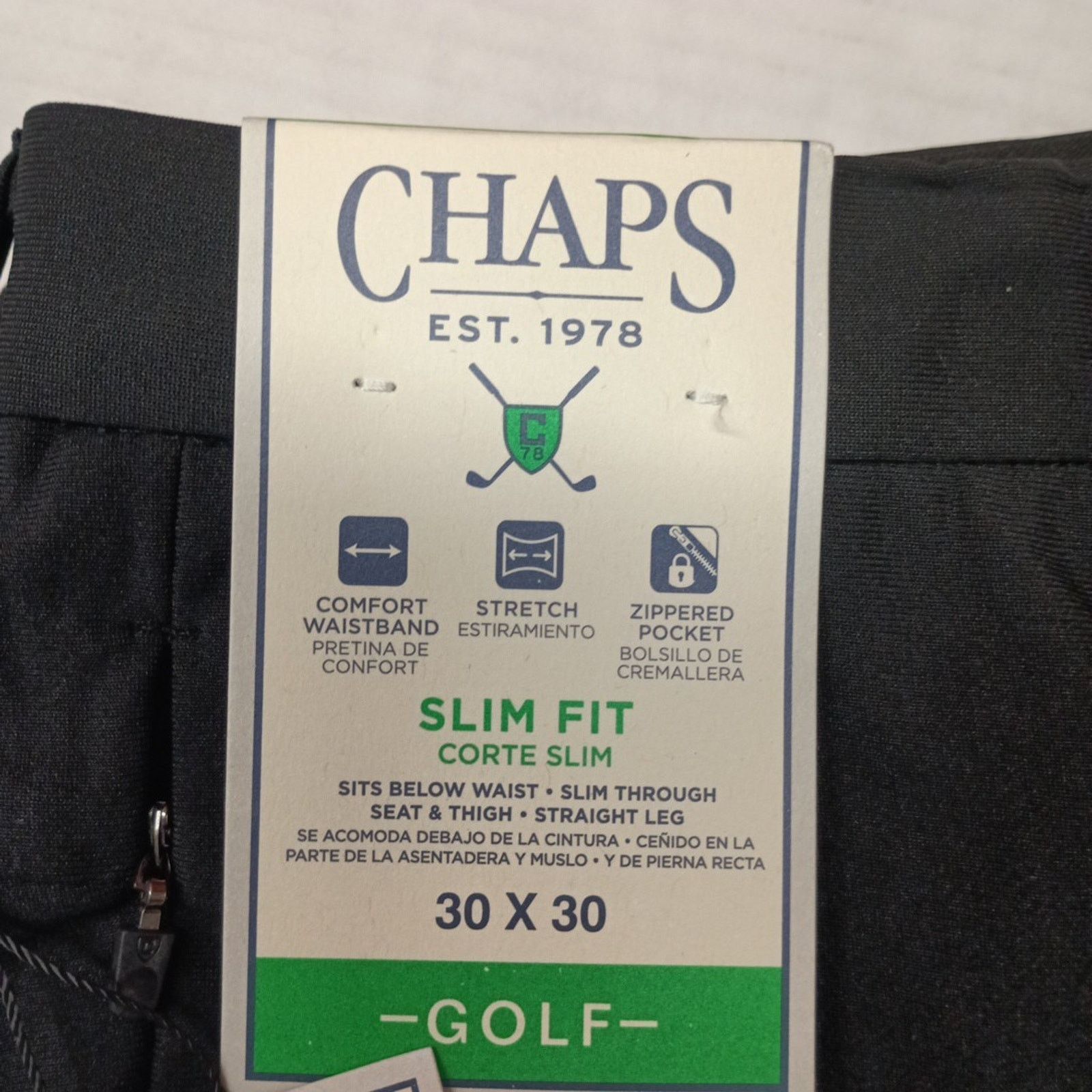 Chaps Chaps Golf Slim Fit Pants Mens 30x30 Black Stretch Waistband Size US 30 / EU 46 - 2 Thumbnail