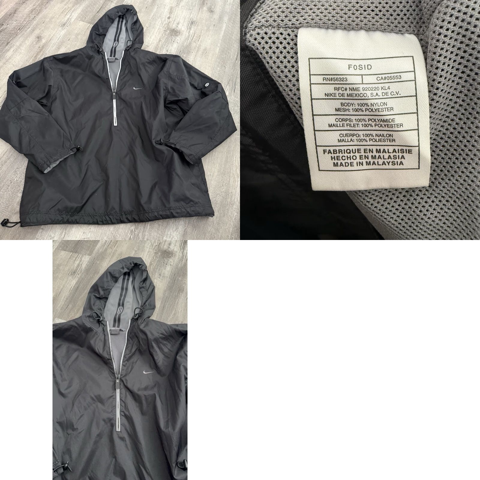 Nike VINTAGE Nike Shox Jacket Mens Large Black Hooded Half Zip Nylon Windbreaker Lined Size US L / EU 52-54 / 3 - 8 Thumbnail