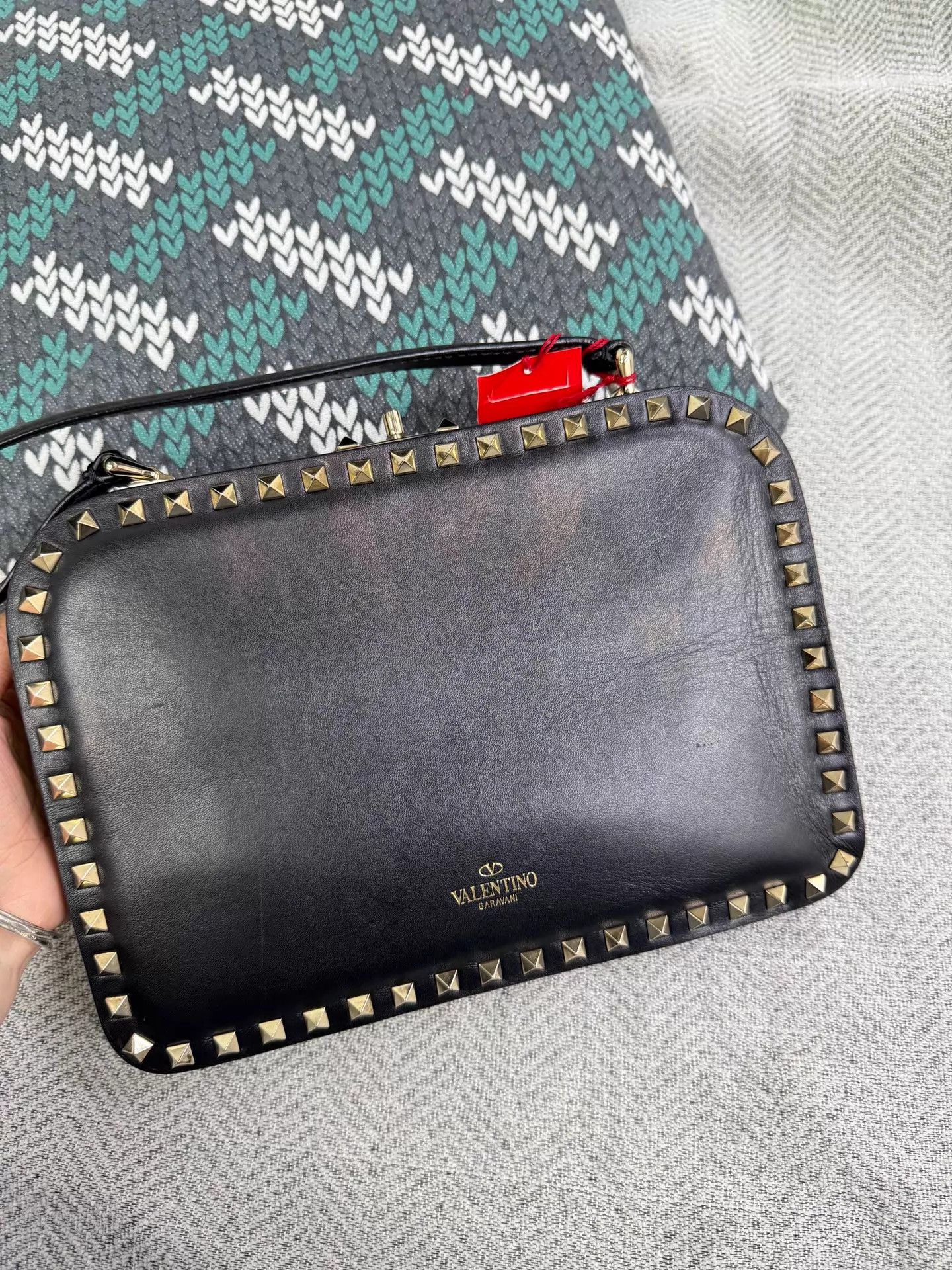 Valentino Valentino Black Rivet Handbag w/ Dust Bag Size ONE SIZE - 3 Thumbnail