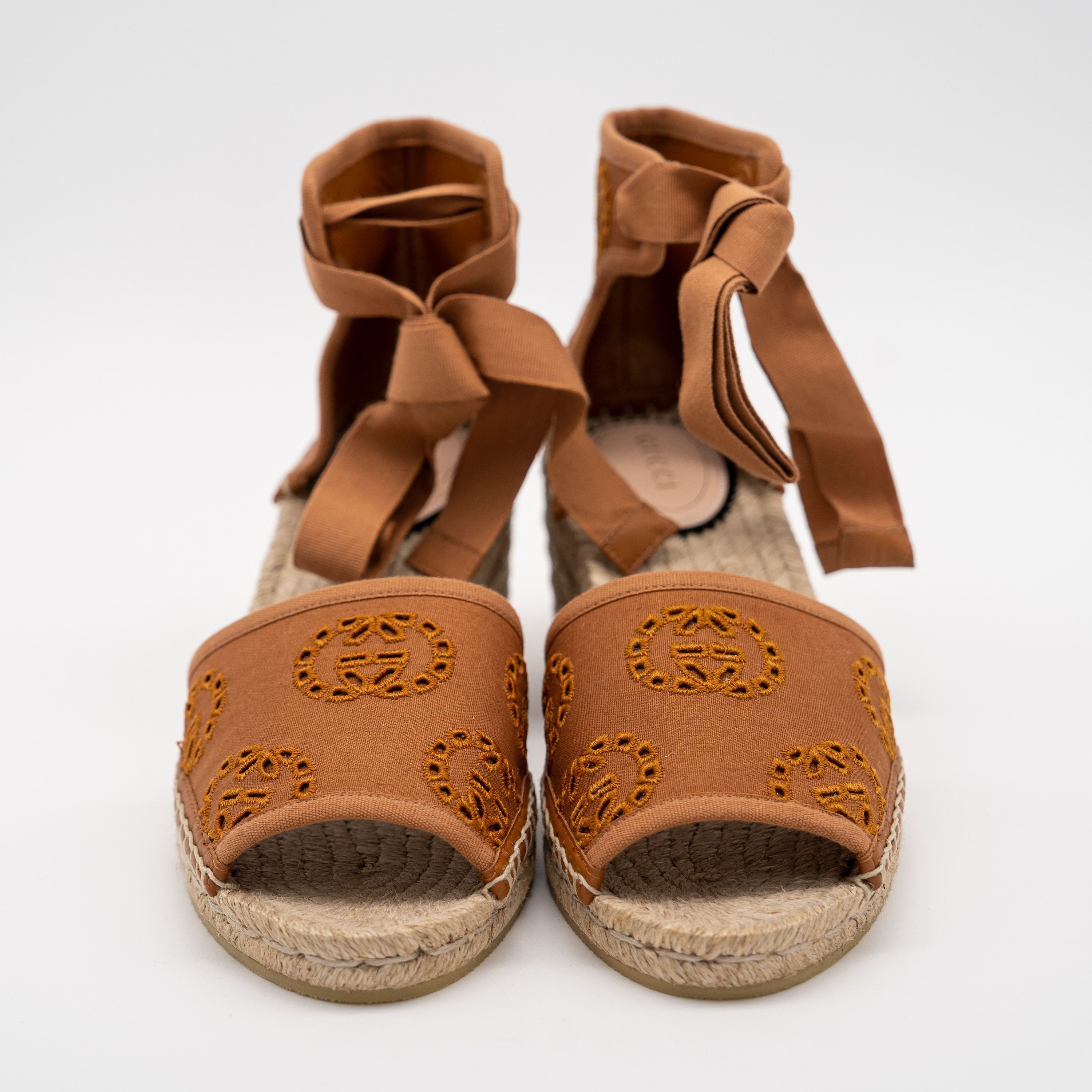 Gucci 38.5eu 8.5 US Gucci Canvas GG Espadrille Wedge Sandals Brown Size US 8.5 / IT 38.5 - 3 Thumbnail