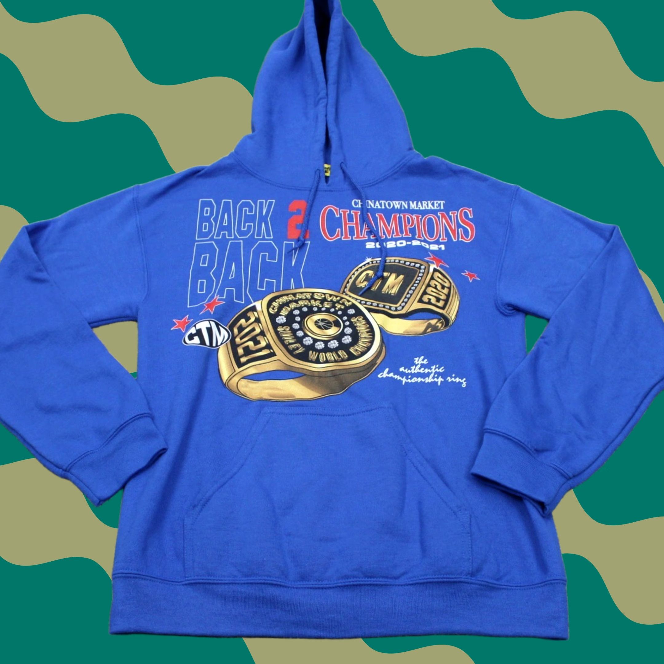 Vintage Chinatown Market Hoodie Men S Blue Back 2 Back Championship Pullover L/S Graphic Print Hooded Logo Sweatshirt Size US S / EU 44-46 / 1 - 1 Thumbnail