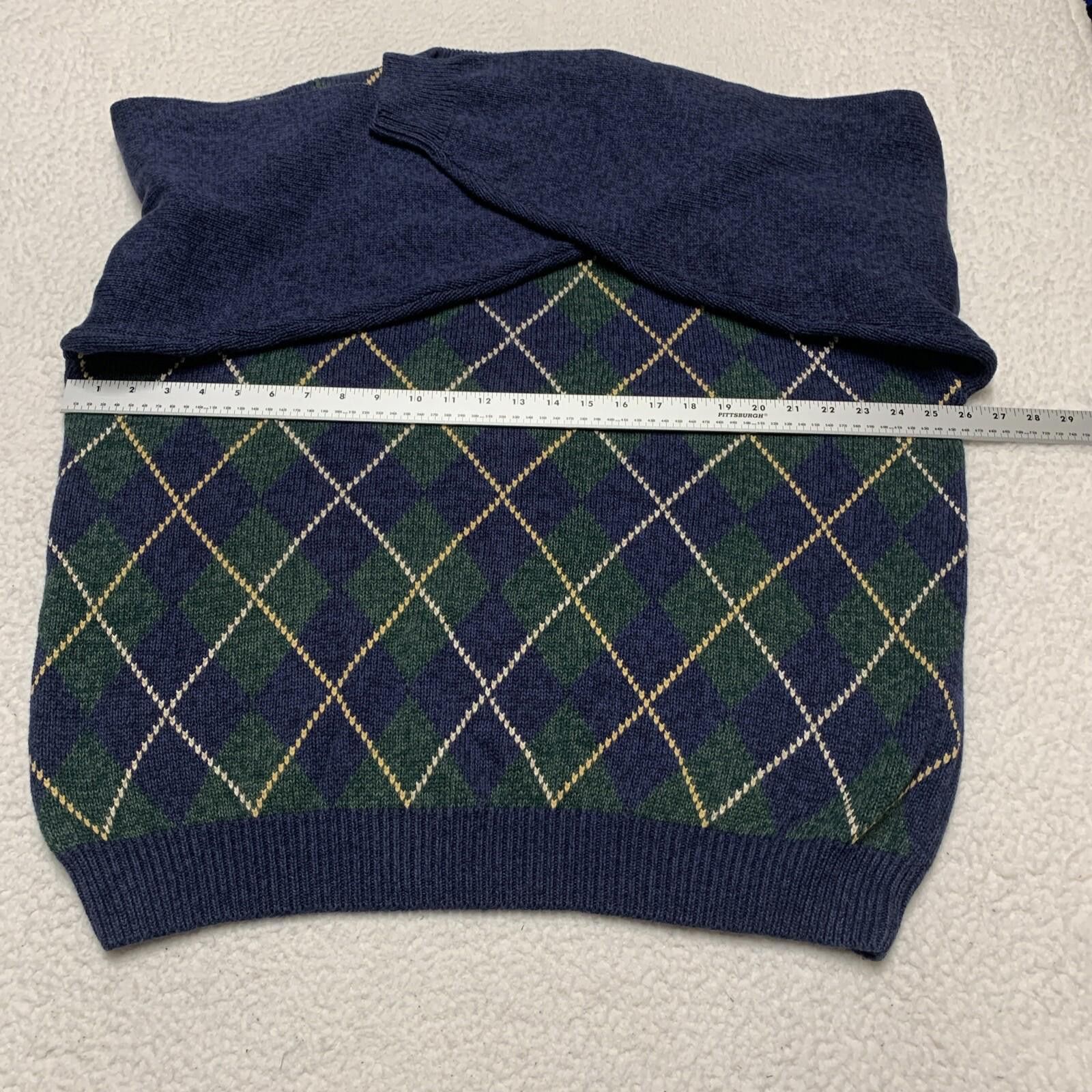 Izod Izod Men's XL Blue Green Argyle Knit Sweater Crew Neck Size US XL / EU 56 / 4 - 5 Thumbnail