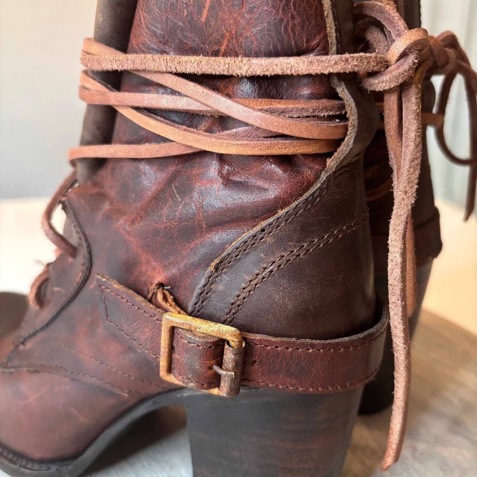 FREEBIRD Freebird Billy Brown Leather Lace Up Ankle Boots Women's 9 Size US 9 / IT 39 - 6 Thumbnail