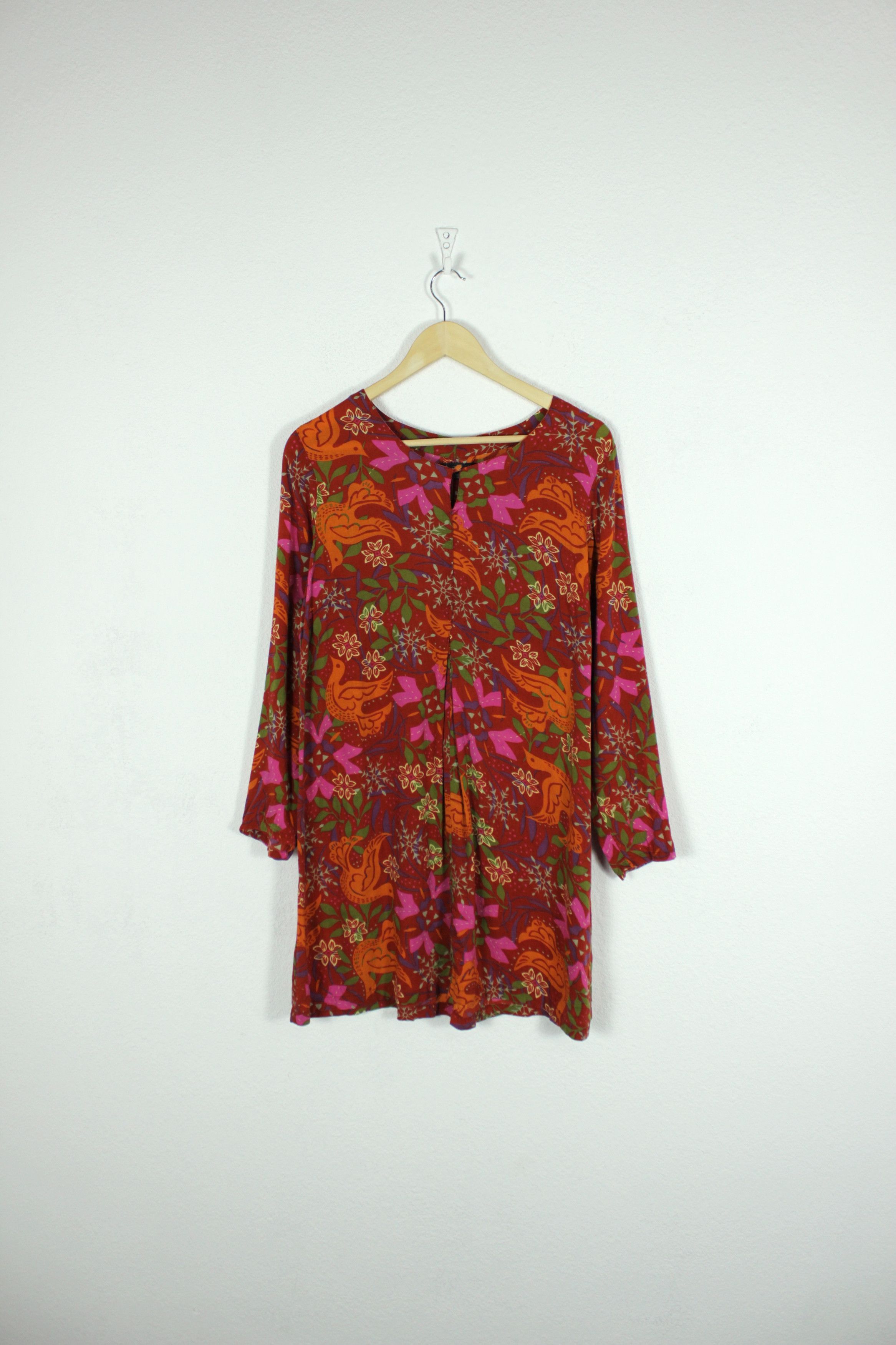 Japanese Brand Gudrun Sjoden Avant Garde Y2K Batik Floral Blouse Dress NZ Size M / US 6-8 / IT 42-44 - 1 Thumbnail