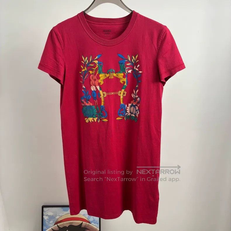 Hermes Hermes Fuchsia Printed T-Shirt Dress Size XS / US 0-2 / IT 36-38 - 1 Thumbnail