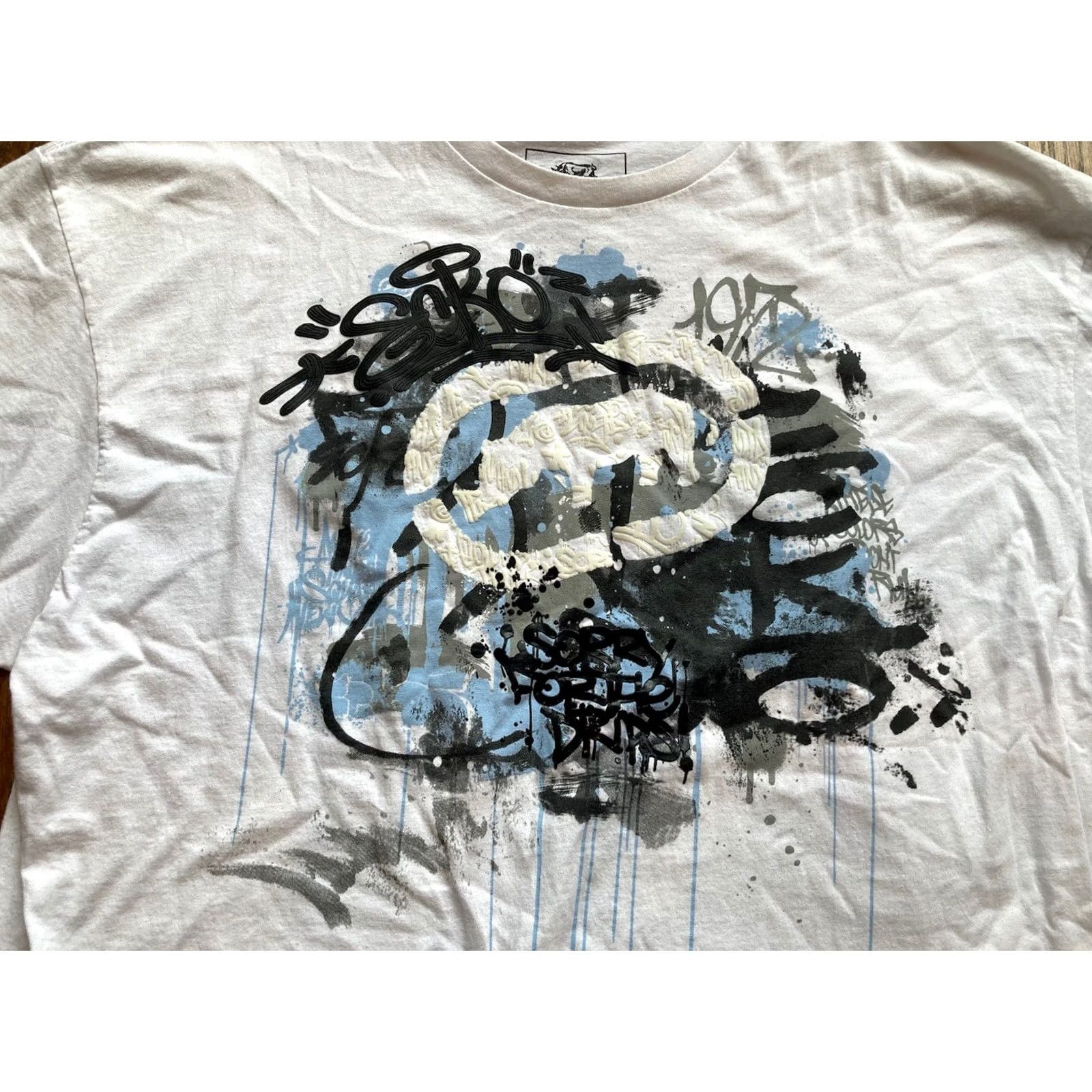 Ecko Unltd. Ecko Unltd Shirt Mens 2XL White Short Sleeve Crew Neck Graffiti Graphic Print Hip Hop 90s Dinop? (note: fix not adding) Size US XXL / EU 58 / 5 - 2 Thumbnail