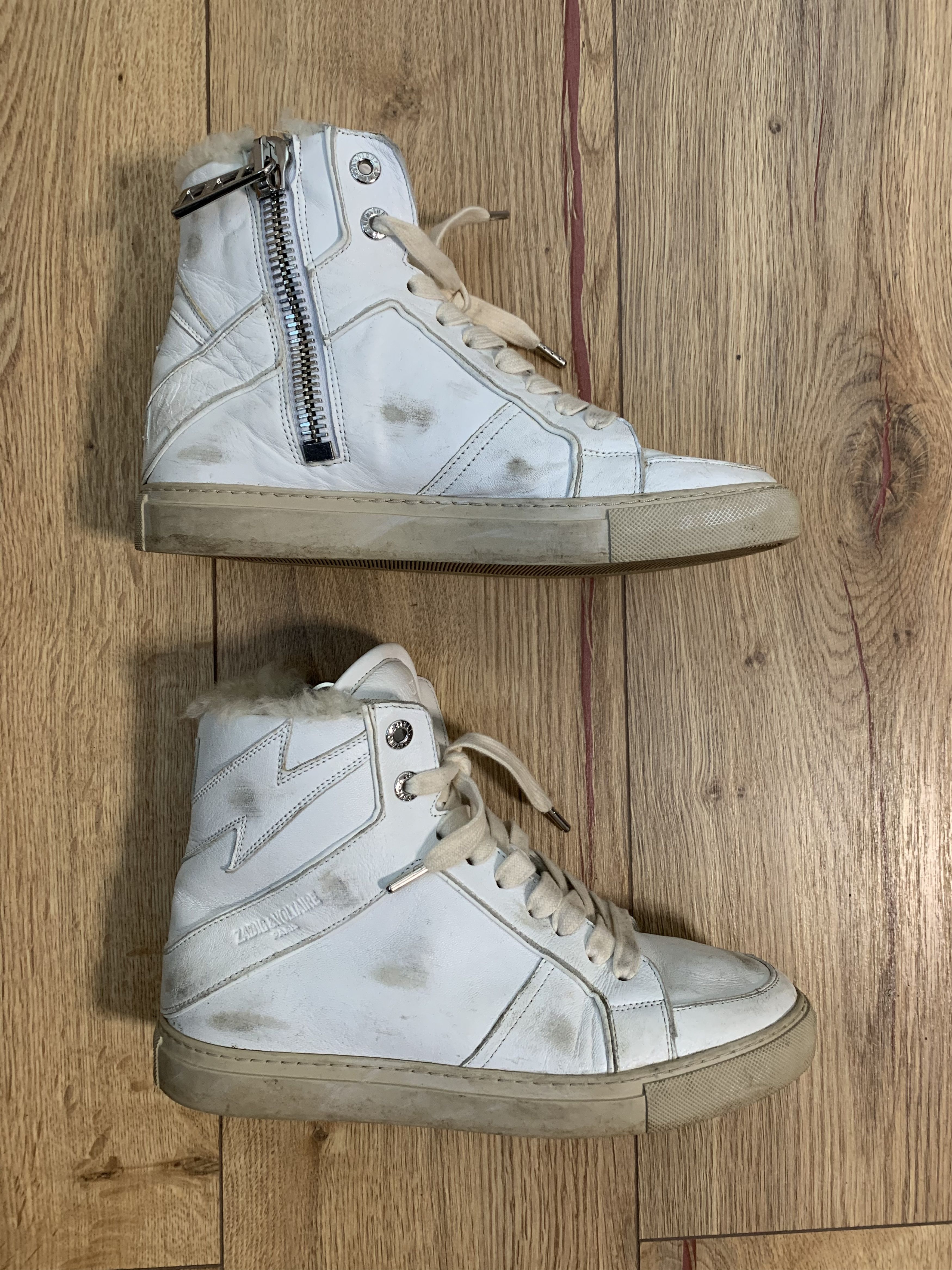 Zadig & Voltaire Zadig Voltaire hi-top sheepskin distressed sneakers Size US 6 / EU 39 - 9 Thumbnail