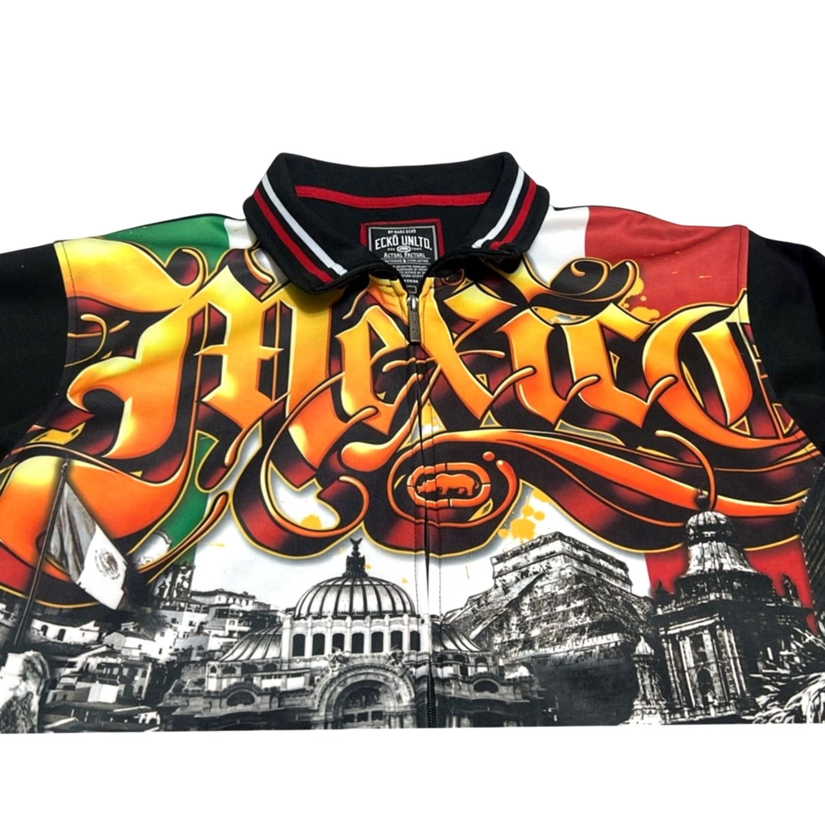 Ecko Unltd. ECKO UNLTD Jacket Mens LARGE Bomber Zip Up Day Of The Dead Skulls Black - Rare Size US L / EU 52-54 / 3 - 4 Thumbnail