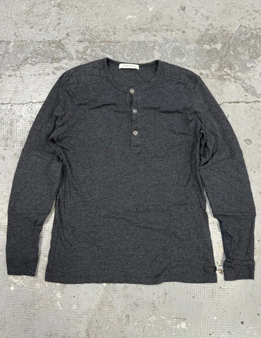 Designer × Pierre Balmain × Vintage 2000s Pierre Balmain Biker Henley Grey Longsleeves Size US S / EU 44-46 / 1 - 1 Thumbnail