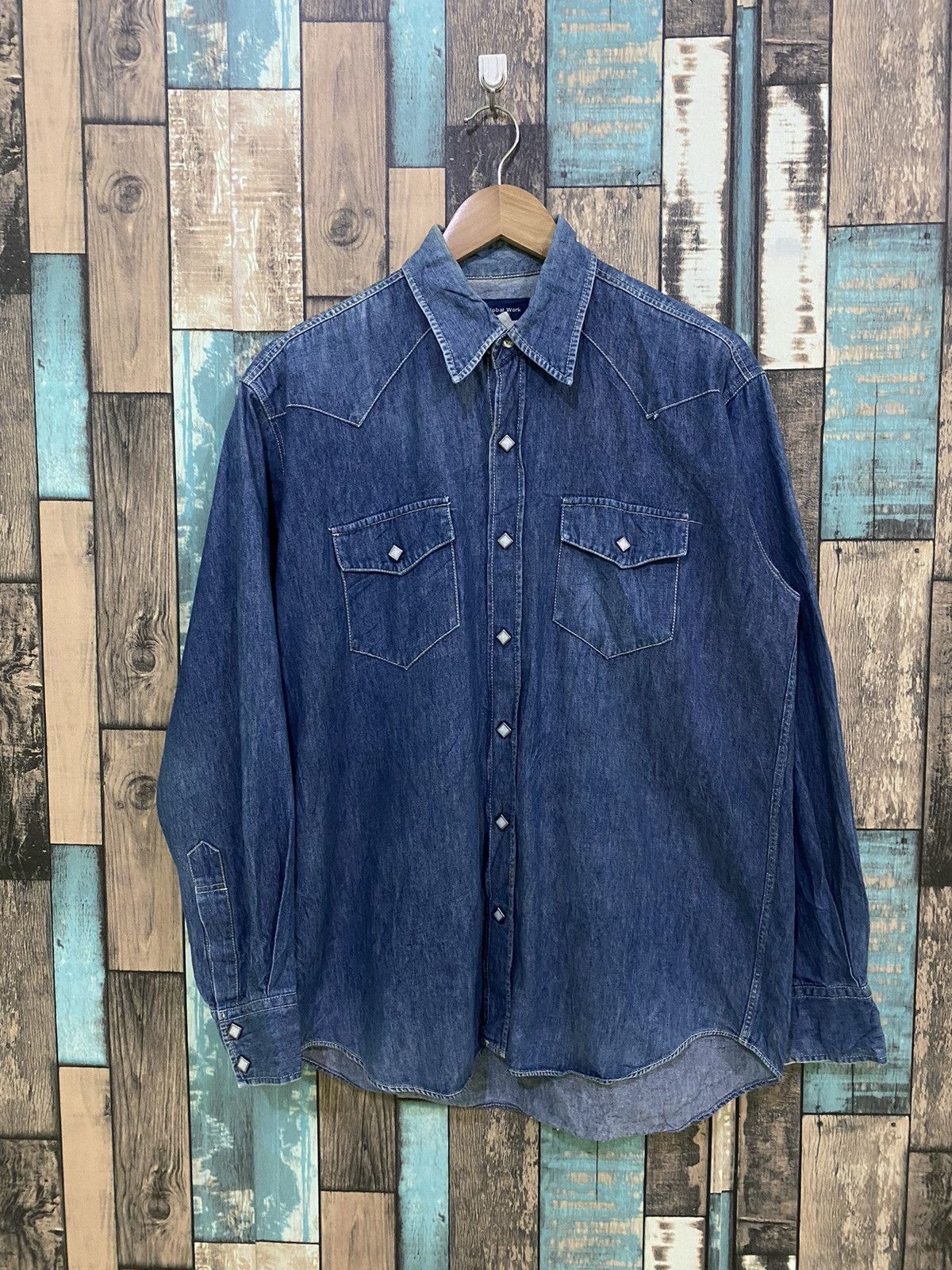 Global Work × Japanese Brand × Vintage Vintage Global Work Western Denim Shirt Size US M / EU 48-50 / 2 - 1 Thumbnail