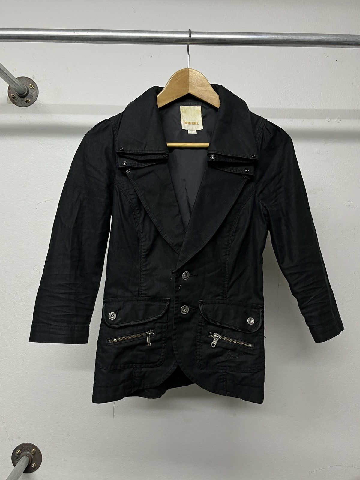 KMRii Y2K DIESEL Flared Jacket Blazer Punk Seditionaries Style Size XS / US 0-2 / IT 36-38 - 2 Thumbnail