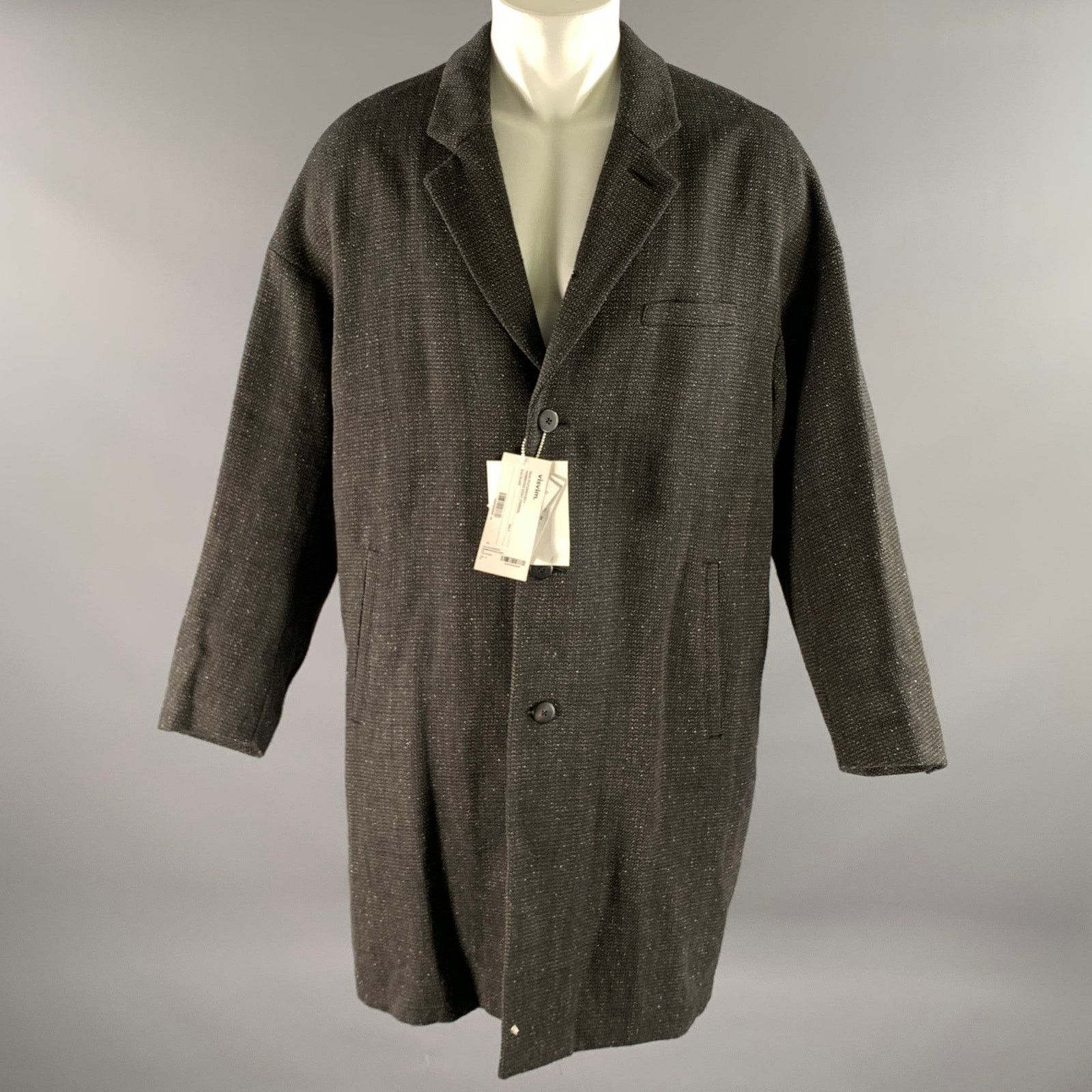 Visvim VISVIM M Black Brown Tweed Wool Linen Silk Notch Lapel Coat Size US M / EU 48-50 / 2 - 1 Thumbnail