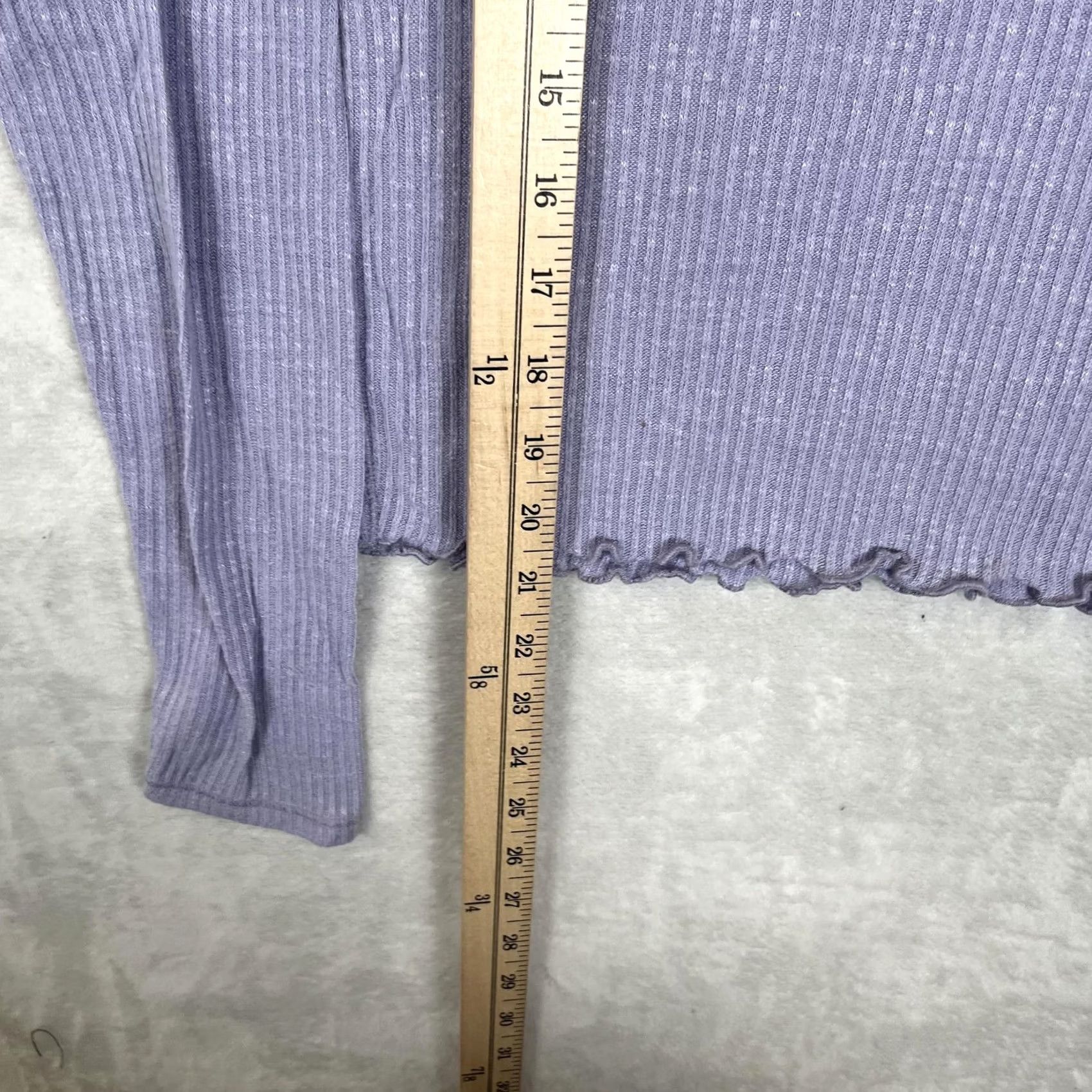 Abercrombie & Fitch Abercrombie & Fitch T-Shirt Womens Large Purple Long Sleeve Square Neck Ribbed Size L / US 10 / IT 46 - 4 Thumbnail
