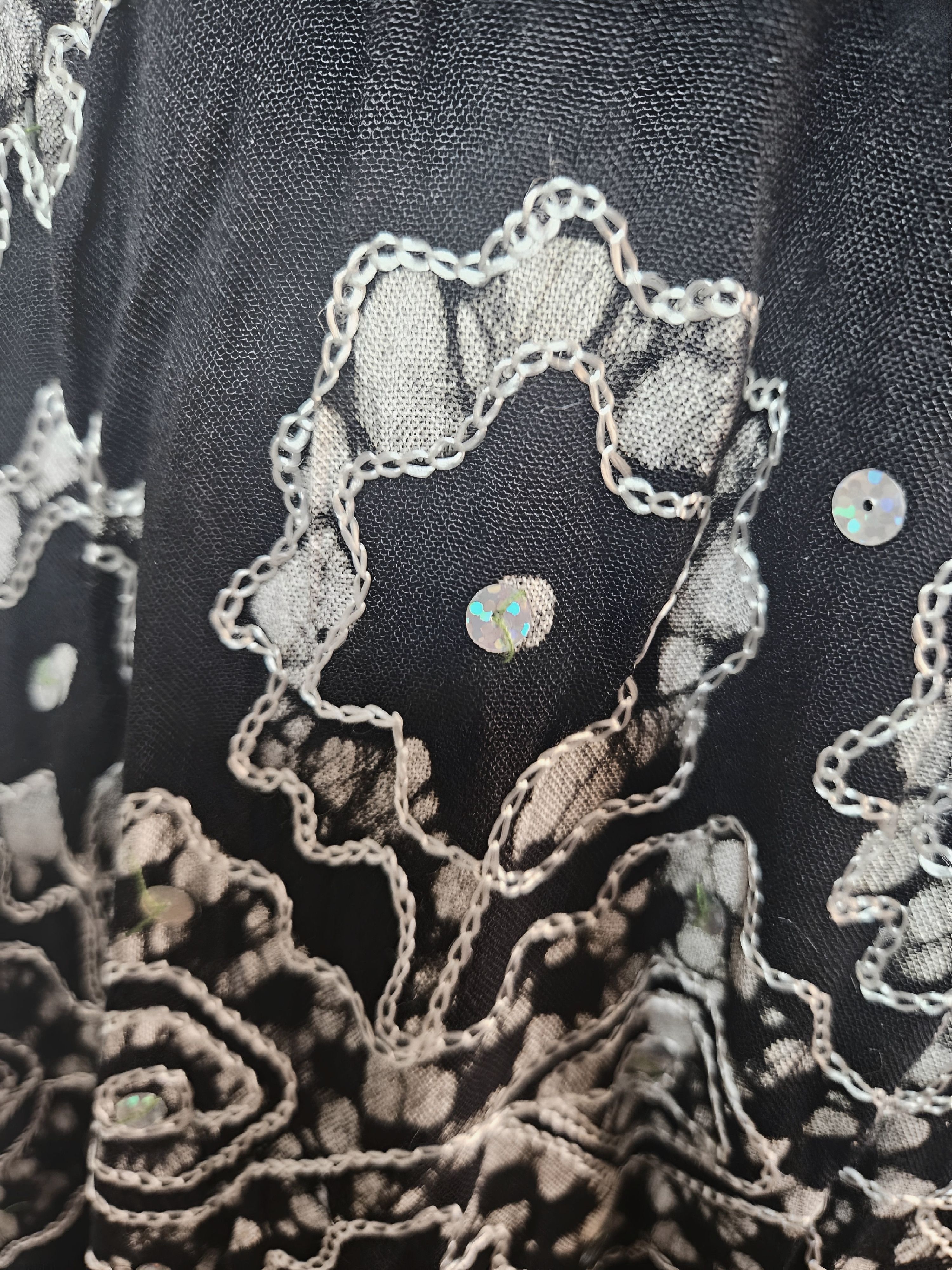 Other 80s Black & White Batwing Sequin Boho Dress Size ONE SIZE - 4 Thumbnail