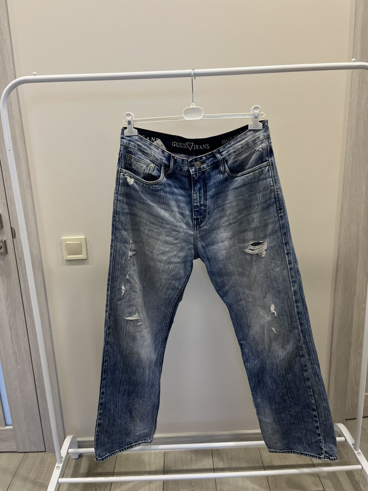Guess Vintage 90s Guess Jeans Light Wash Straight Leg Denim Jeans Size US 36 / EU 52 - 2 Thumbnail